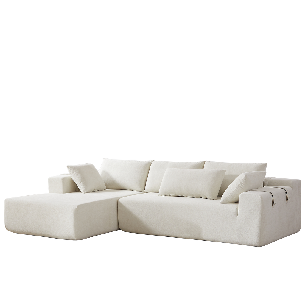 Modern Chenille Upholstered Sectional Sofa Couch Set,Modular 108' L Shaped Sectional Living Room Sofa Set With 6 Pillows,Free Combination Sofa Couch for Living Room,Bedroom(Left Chaise)