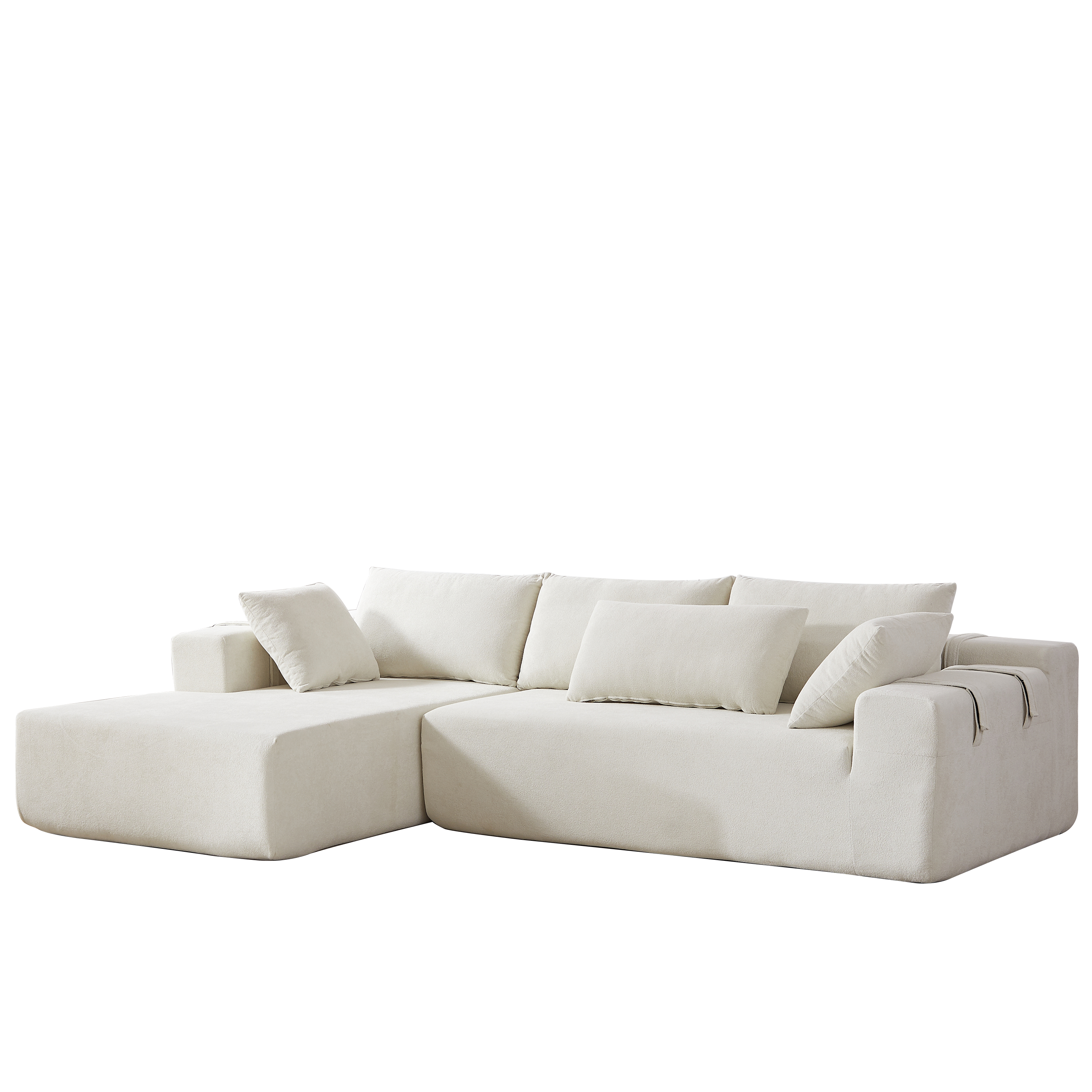 Modern Chenille Upholstered Sectional Sofa Couch Set,Modular 108' L Shaped Sectional Living Room Sofa Set With 6 Pillows,Free Combination Sofa Couch for Living Room,Bedroom(Left Chaise)