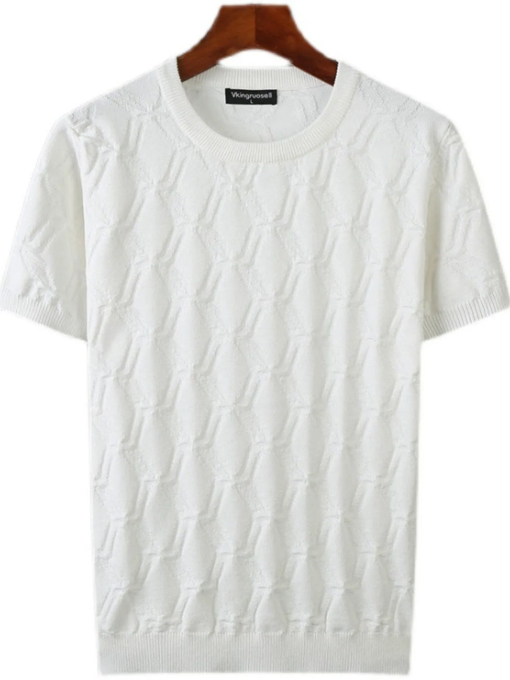 Textured Round Neck Short Sleeve Knit Top