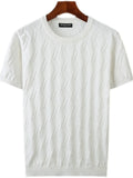 Textured Round Neck Short Sleeve Knit Top