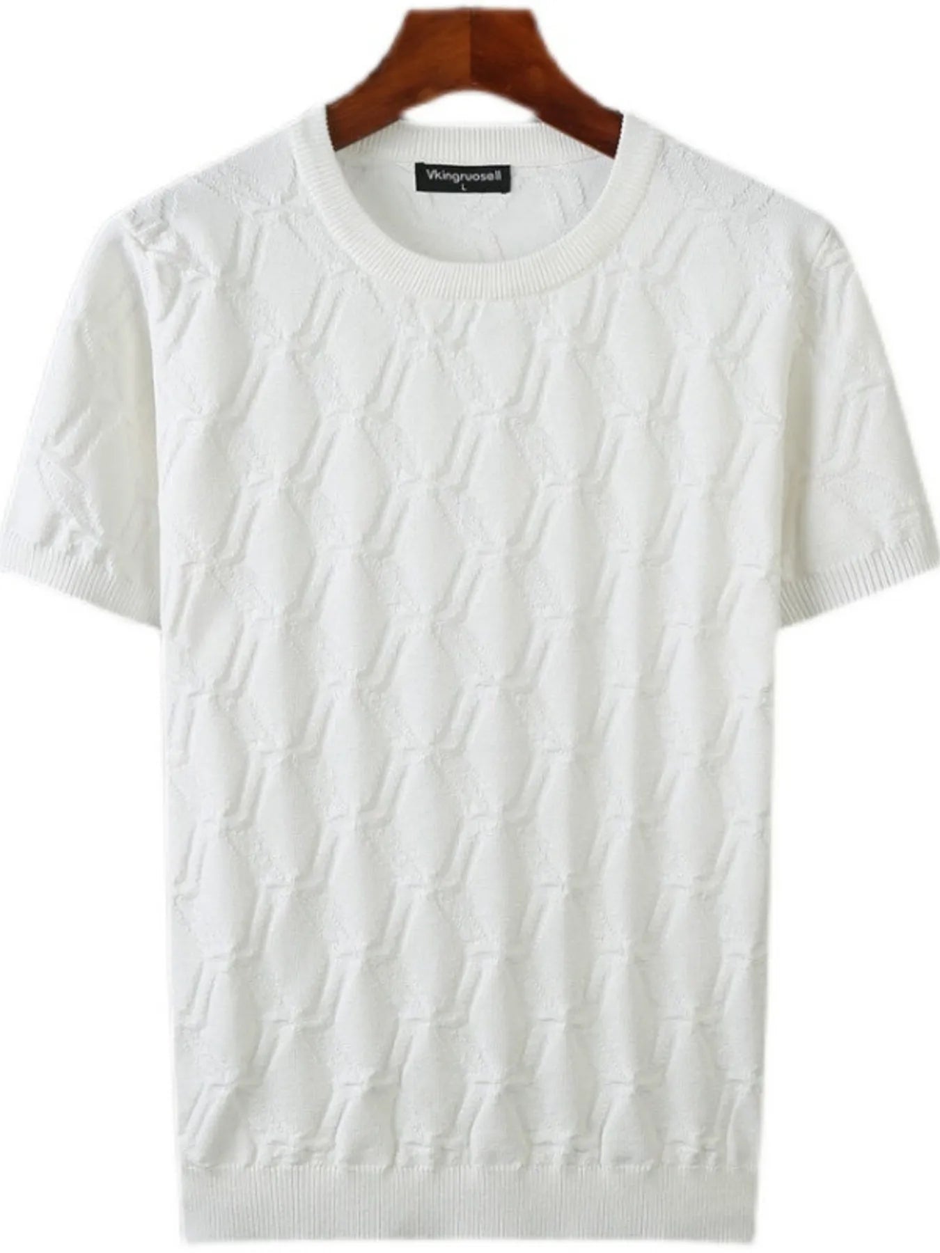 Textured Round Neck Short Sleeve Knit Top