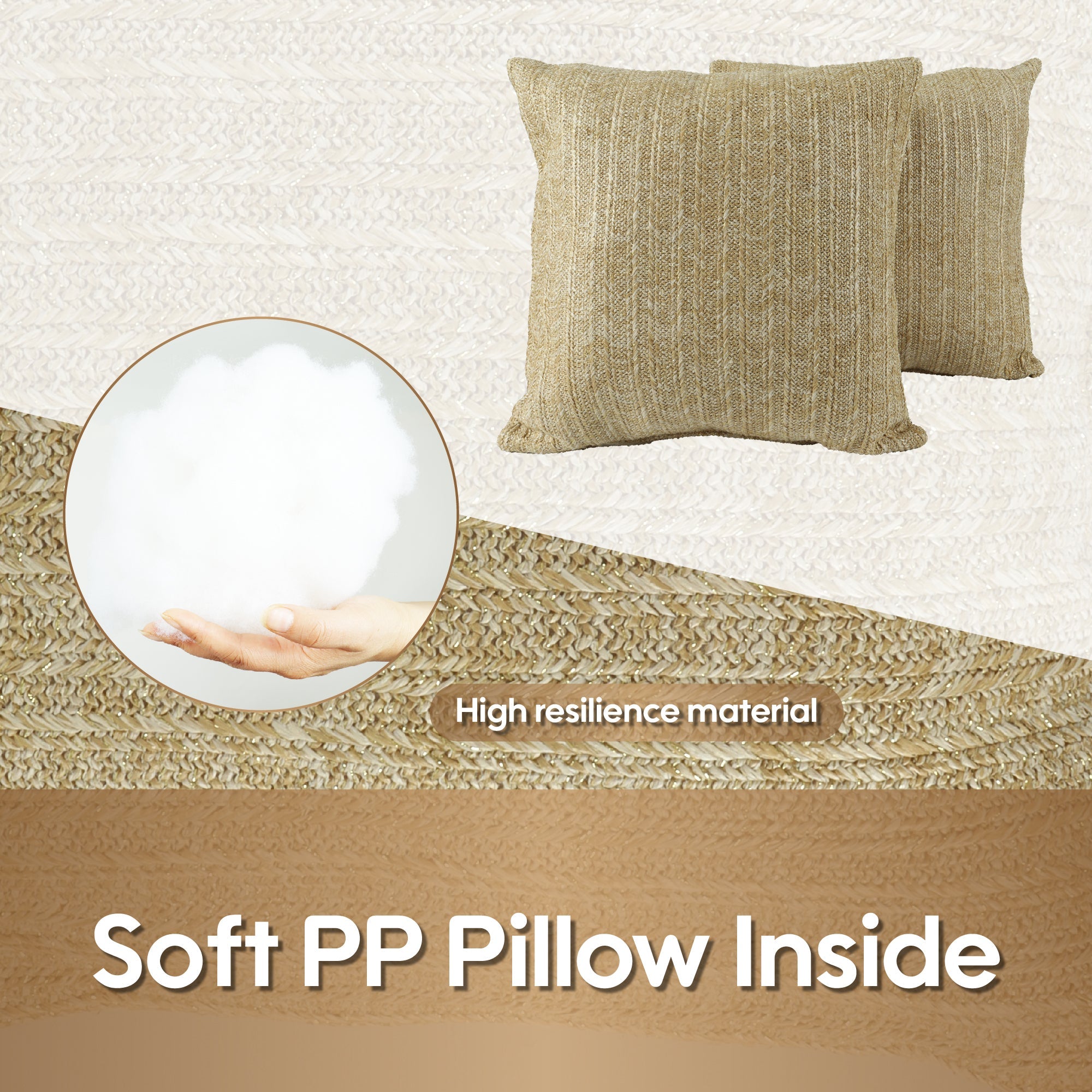 Outdoor/Indoor Throw Pillows, Decorative Throw Pillows with Inserts, Simulated Straw Weaving 18'x18' Square Pillows for Bed, Couch, Sofa and Patio Furniture (Set of 2)