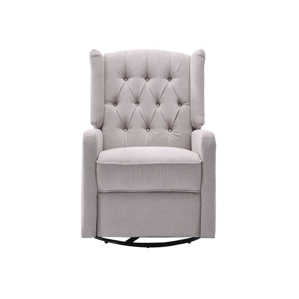 COOLMORE Rocking Recliner Chair,360 Degree Swivel Nursery Rocking Chair,Glider Chair,Modern Small Rocking Swivel Recliner Chair for Bedroom,Living Room Chair Home Theater Seat (Beige)