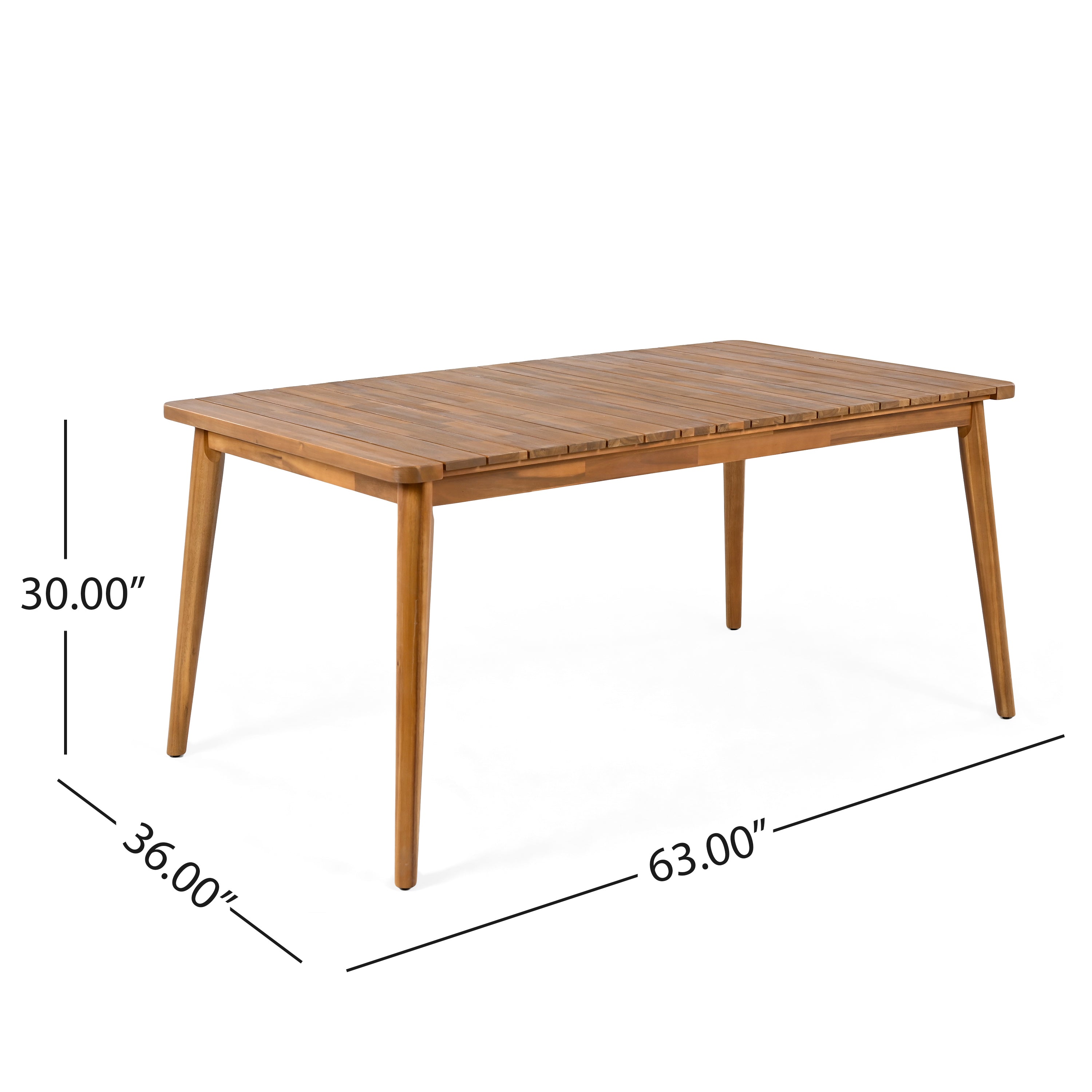 Acacia Wood Dining Table 6-Person Outdoor Table, Farmhouse Furniture for Patio, Garden, Backyard, Teak 180 LBS Weight Capacity 63'L