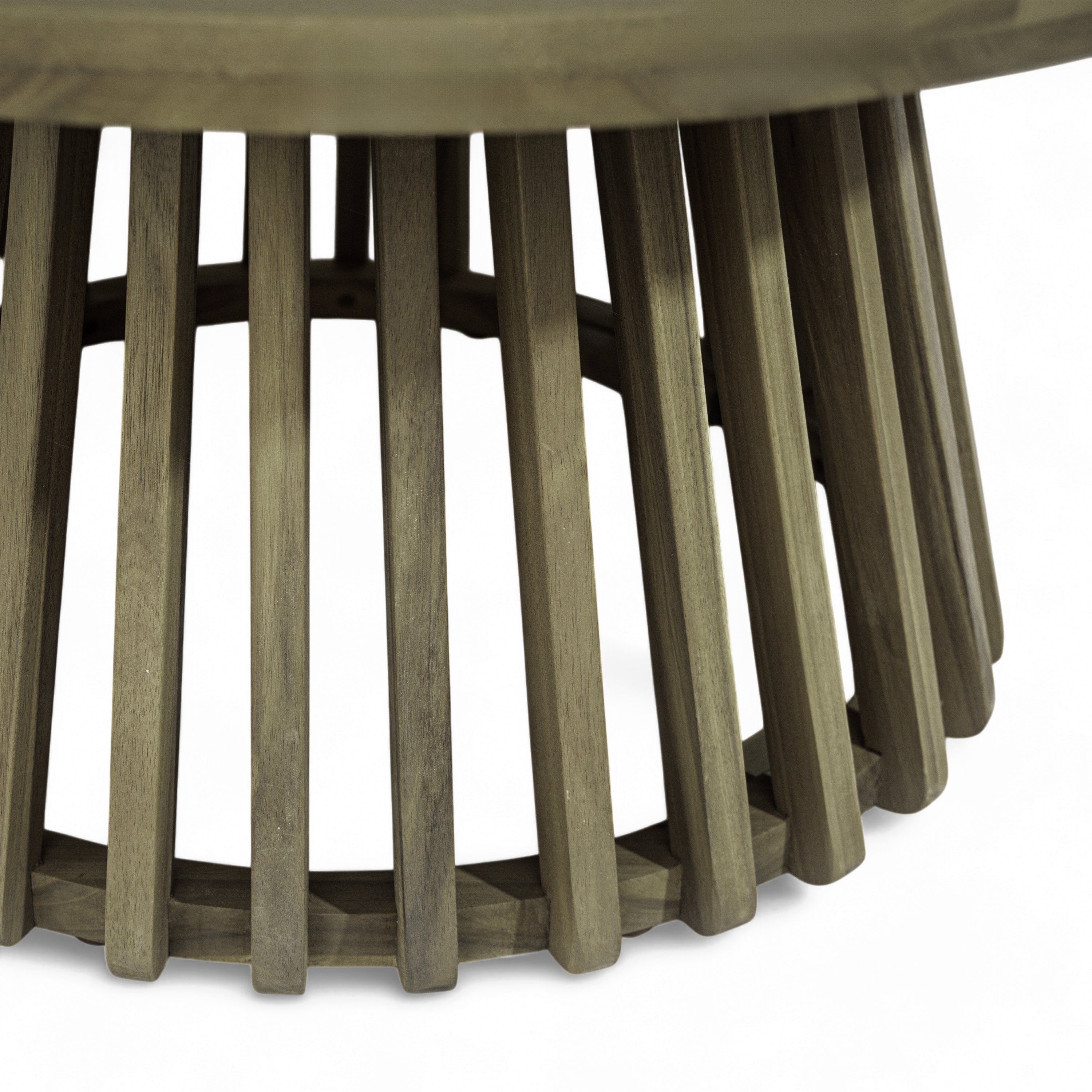 Outdoor Acacia Wood Patio Coffee Table, Round Coffee Table for Backyard, Lawn, Balcony,Grey Finish