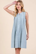 Lime 'N' Chili Denim Pintuck Detail Sleeveless Midi Dress