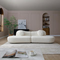 Modern Curved Modular Sofa, Suitable for Living Rooms and Bedrooms With Boucle 3-Seat Sofa, White Color, Curved Backrest, 2 Pillows, Easy to Assemble