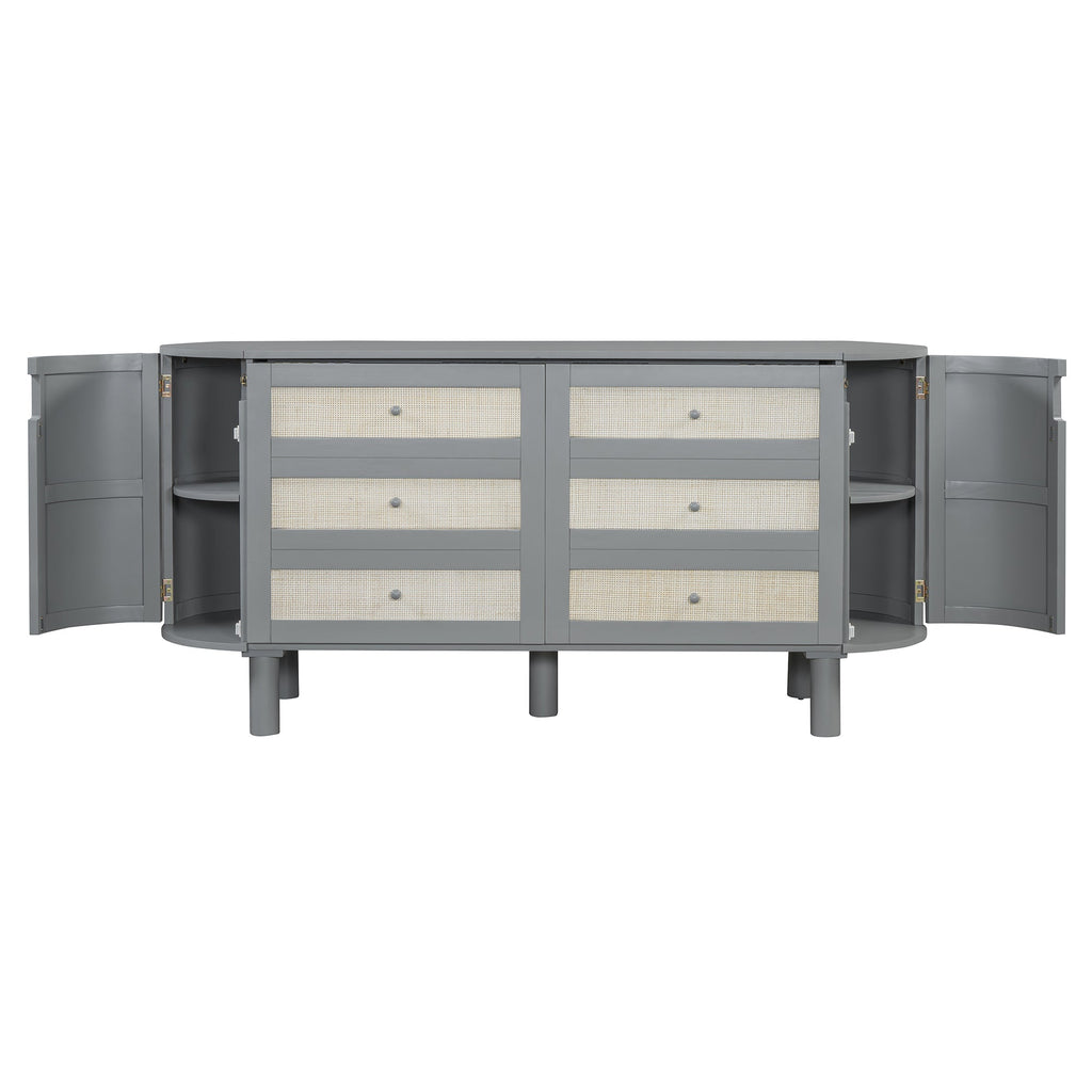 Queen Murphy Bed with Hidden Storage & Modern Woven Design,Gray