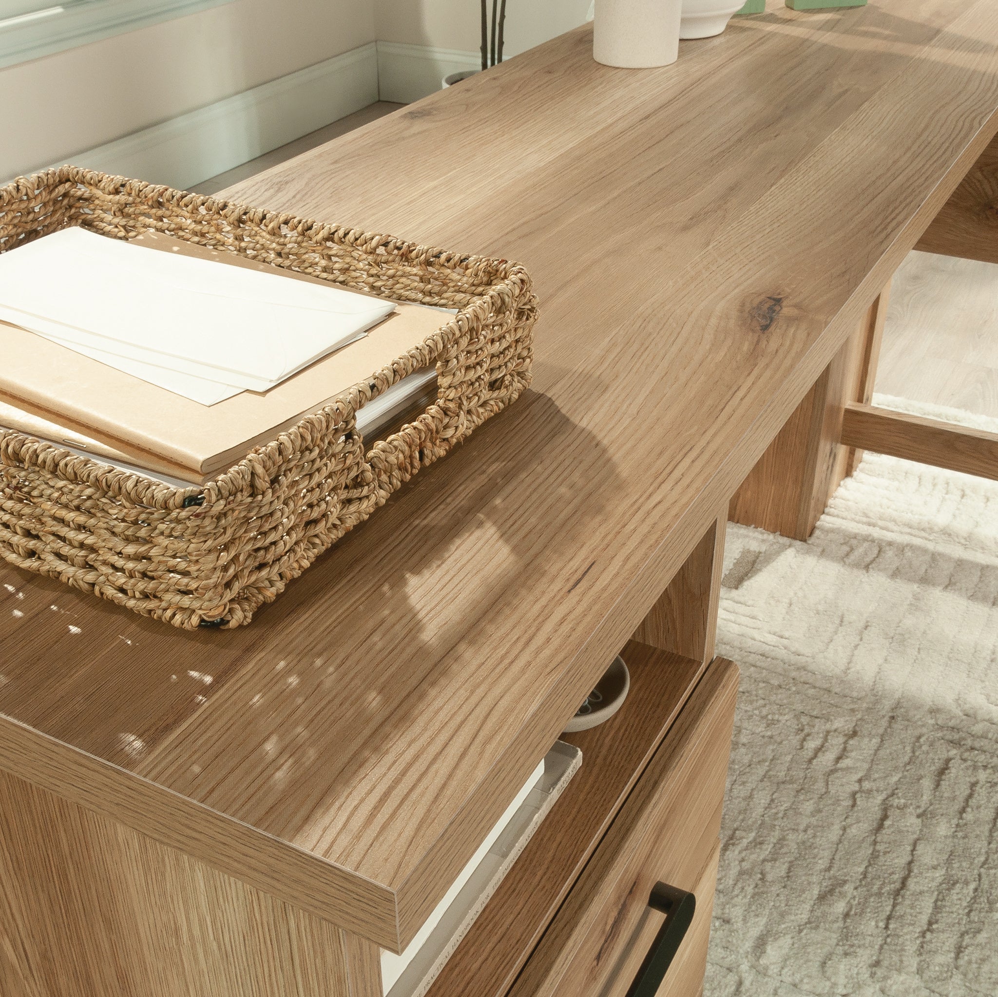 L-Shaped Desk, Brown finish