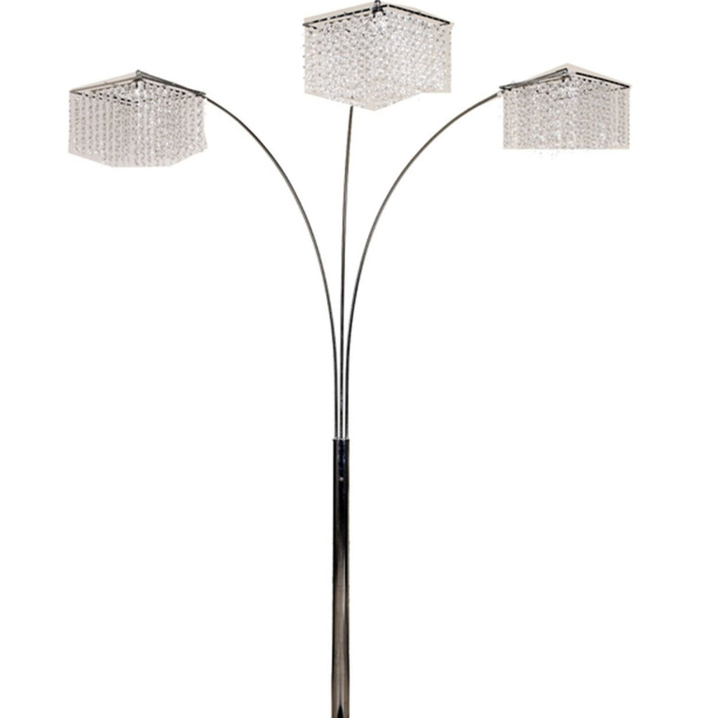 84' Tall Metal Floor Lamp with 3 Crystal Shaded Arches