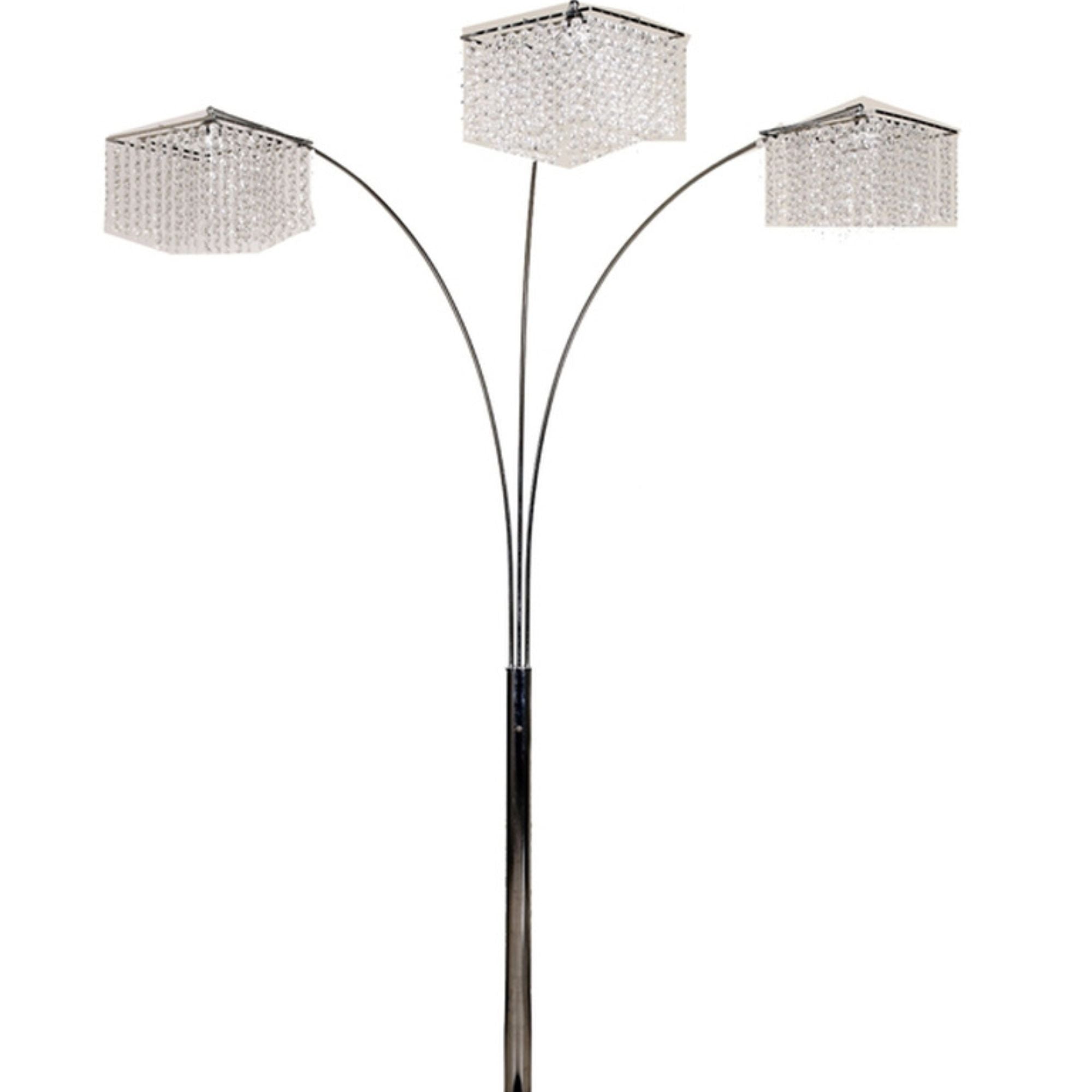 84' Tall Metal Floor Lamp with 3 Crystal Shaded Arches