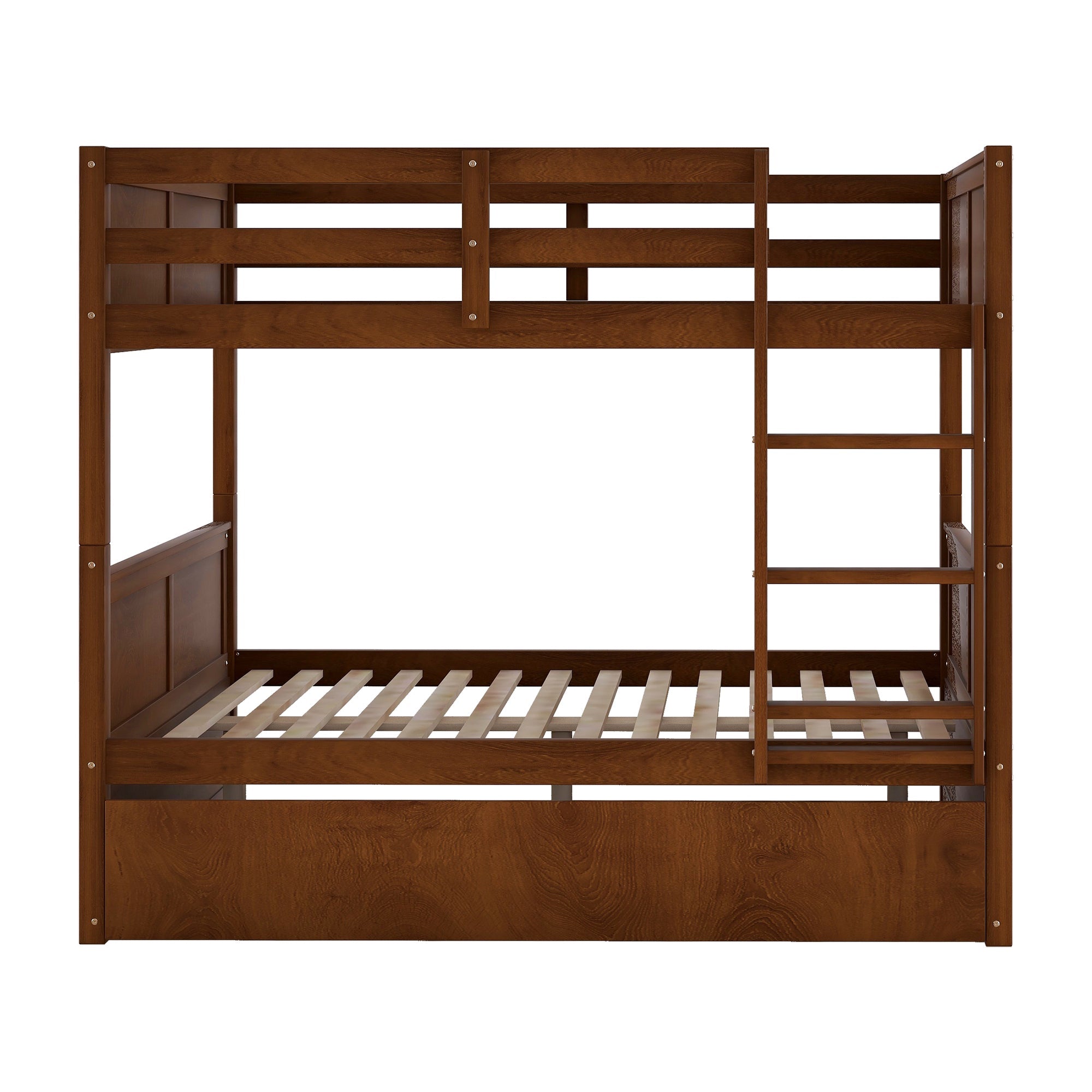 Hearth & Haven Full over Full Bunk Bed with Twin Size Trundle, Walnut