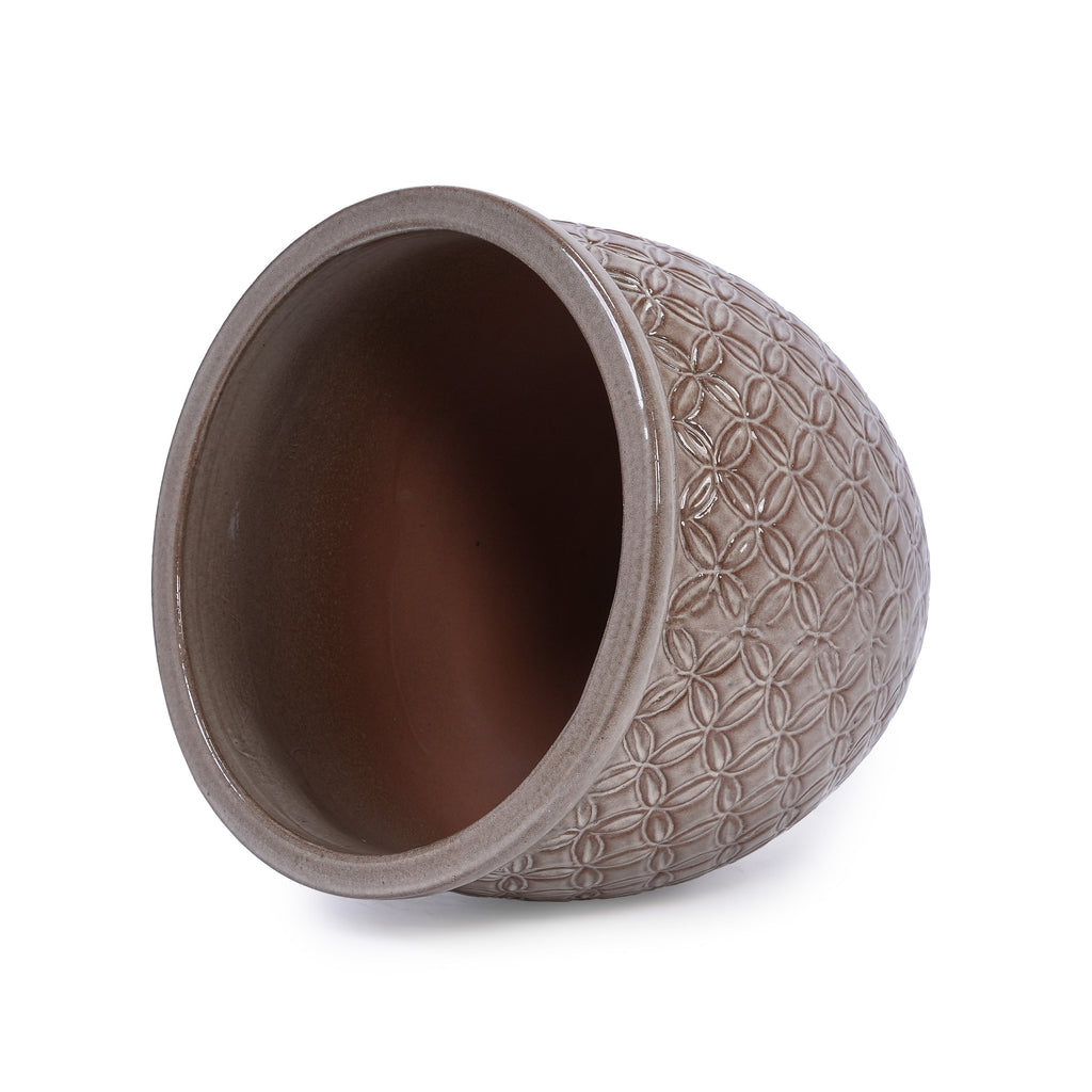 3 Pieces Ceramic Flowerpot, Modern Planter for Patio, Garden or Windowsills - Antique Yellow