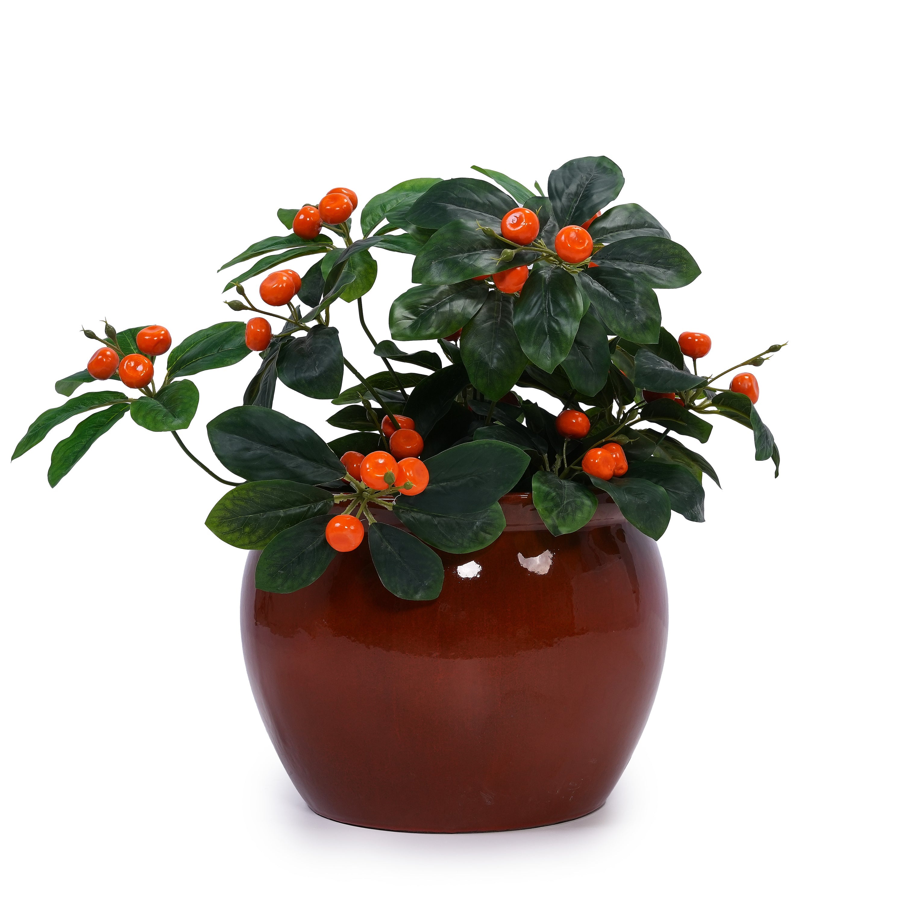 3 Pieces Ceramic Flowerpot, Modern Planter for Patio, Garden or Windowsills - Orange