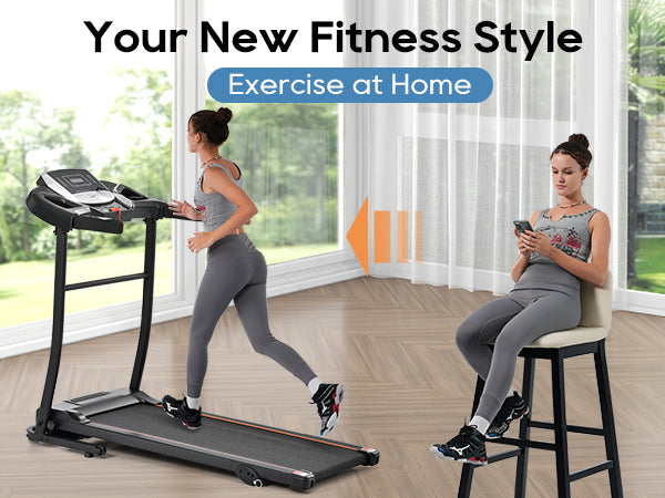 Treadmills for Home, Folding Treadmill with Incline and Heart Rate Sensor, 2.5HP Quiet Brushless with USB Charge Station, Small Space Portable Running Walking Machine, 300lbs Weight Capacity