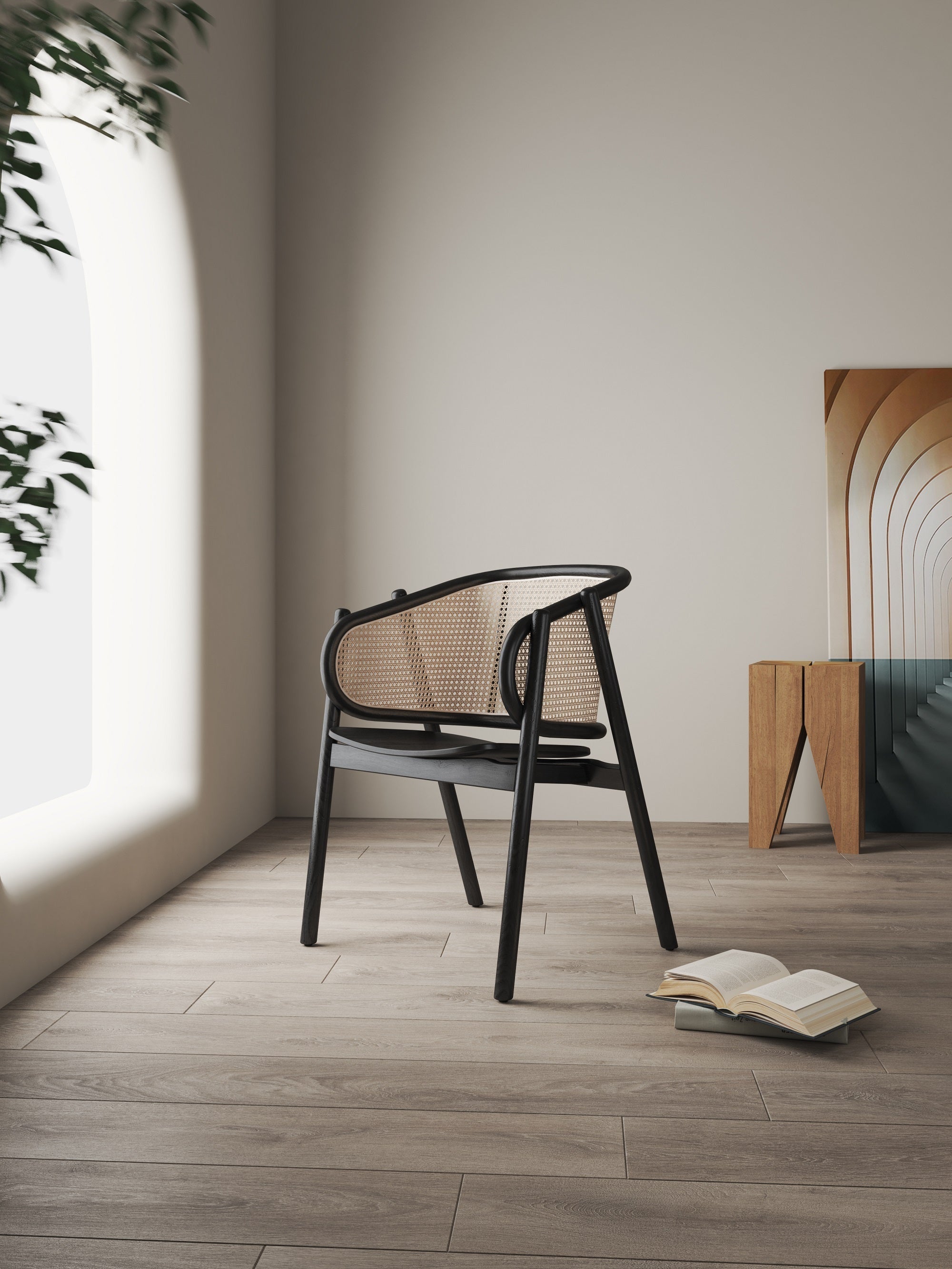 Accent Armchair in Black and Natural