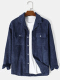 Corduroy Button Up Long Sleeve Jacket Plus Size