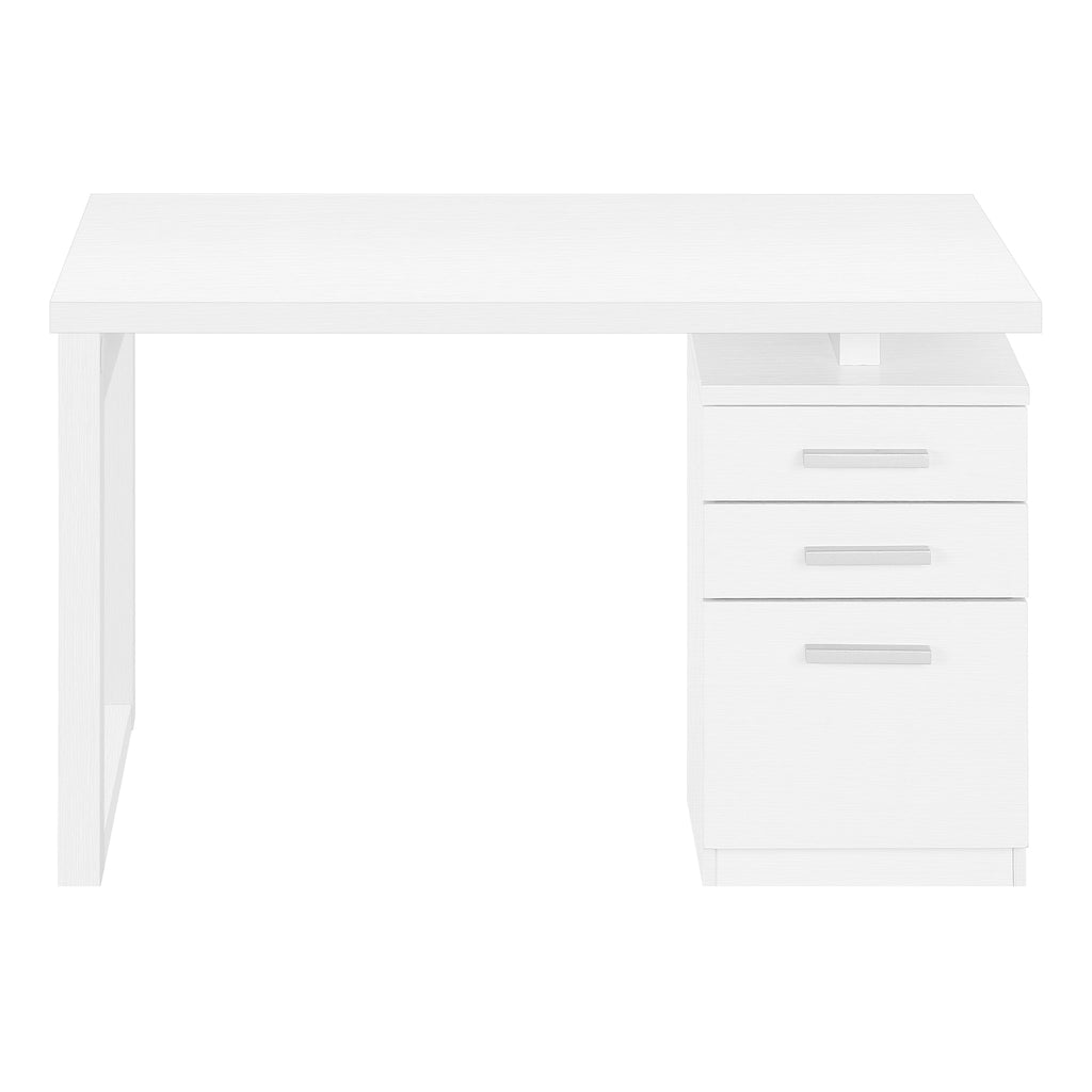 Computer Desk, Home Office, Laptop, Left, Right Set-up, Storage Drawers, 48'l, Work, White Laminate, Contemporary, Modern