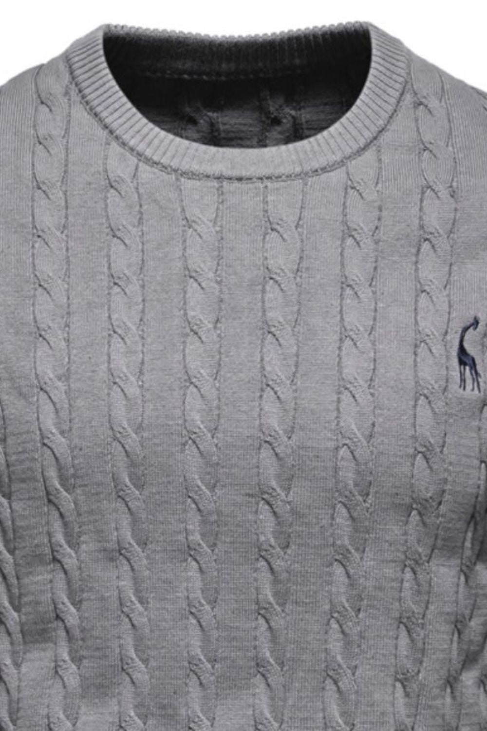 Cable-Knit Round Neck Long Sleeve Sweater