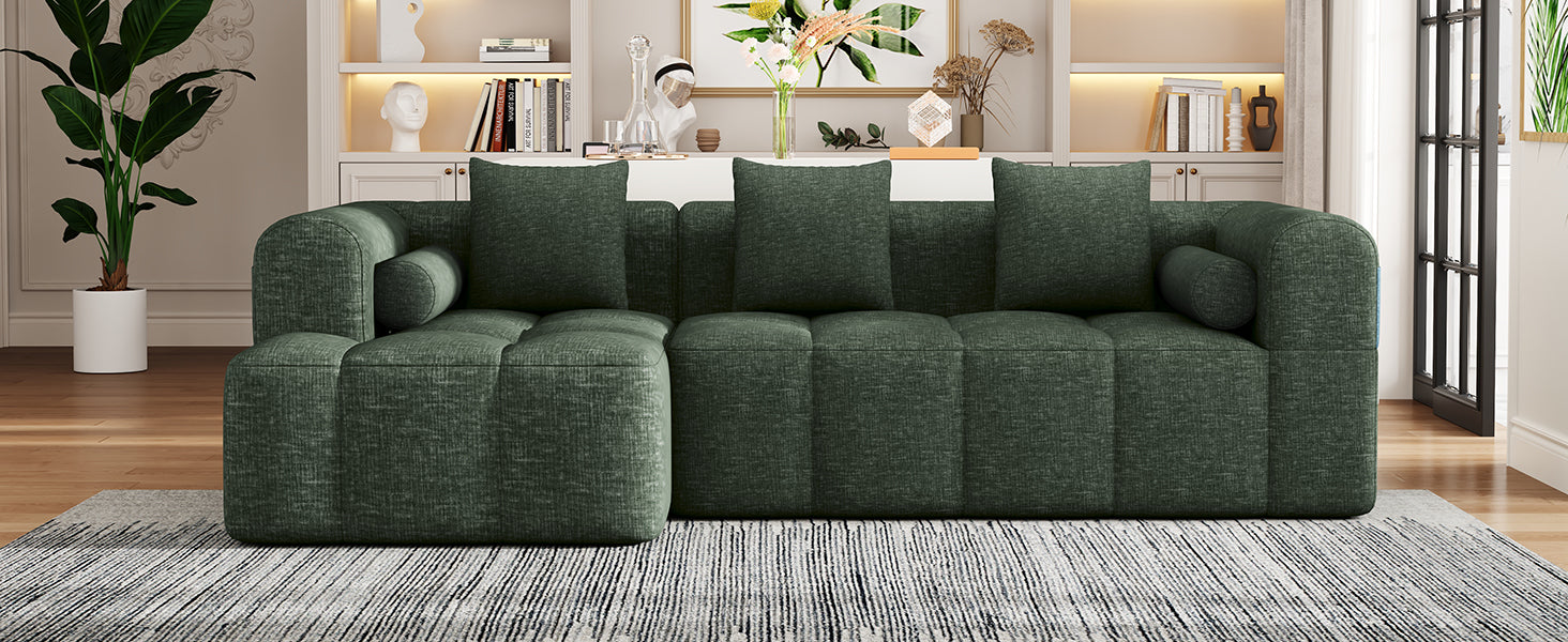 Modern Modular Sectional Sofa with Deep Seating, Green Chenille Fabric, 101.2'