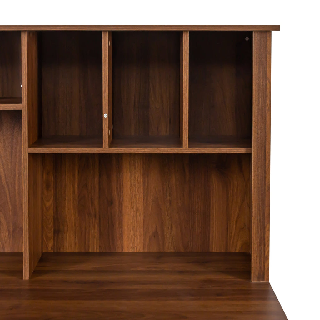 Home Office Computer Desk with Hutch, Antiqued White finish