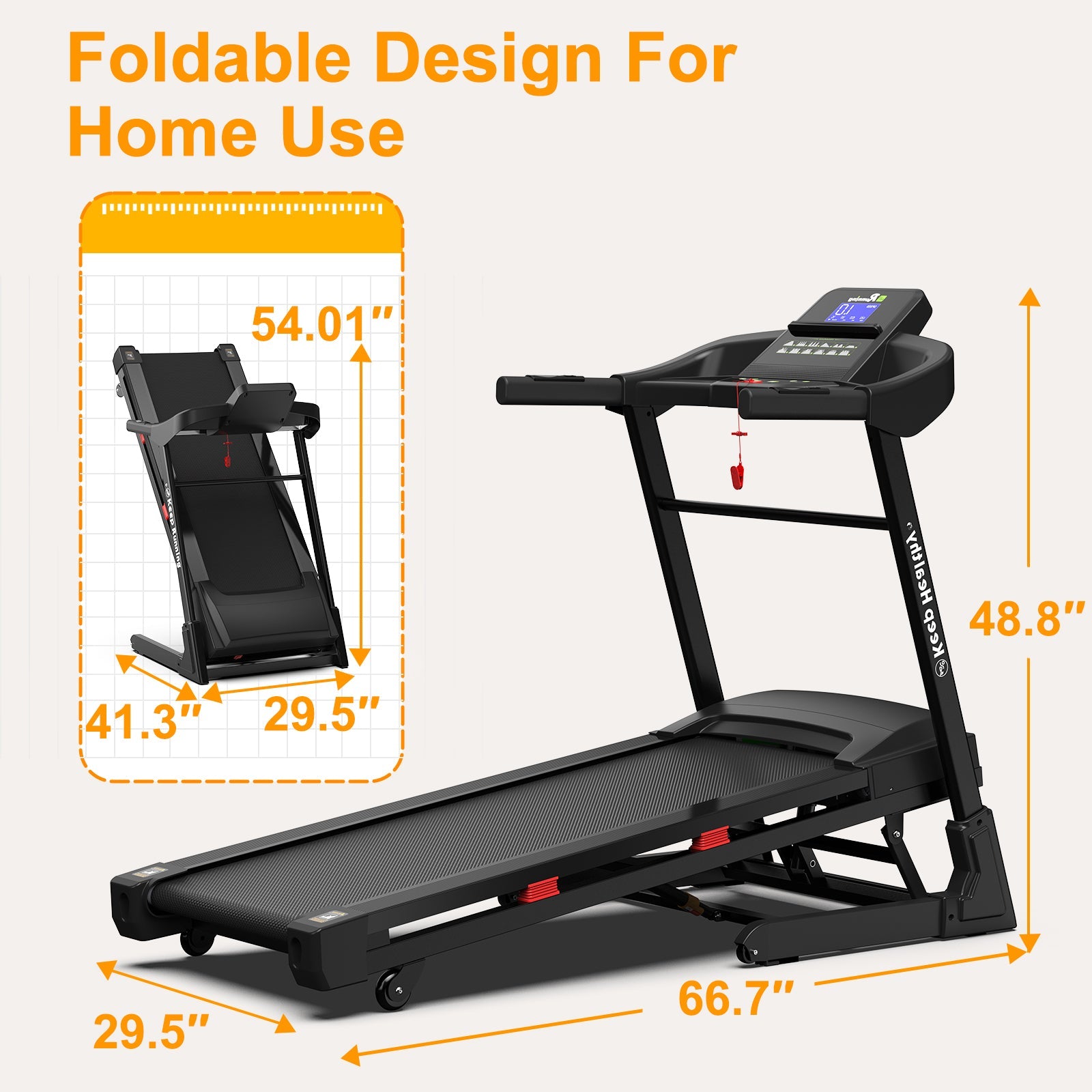 Treadmills for Home, Electric Treadmill with  Automatic Incline, Foldable 3.5HP Workout Running Machine Walking, Double Running Board Shock Absorption Pulse Sensor Bluetooth Speaker APP FITSHOW.400lbs