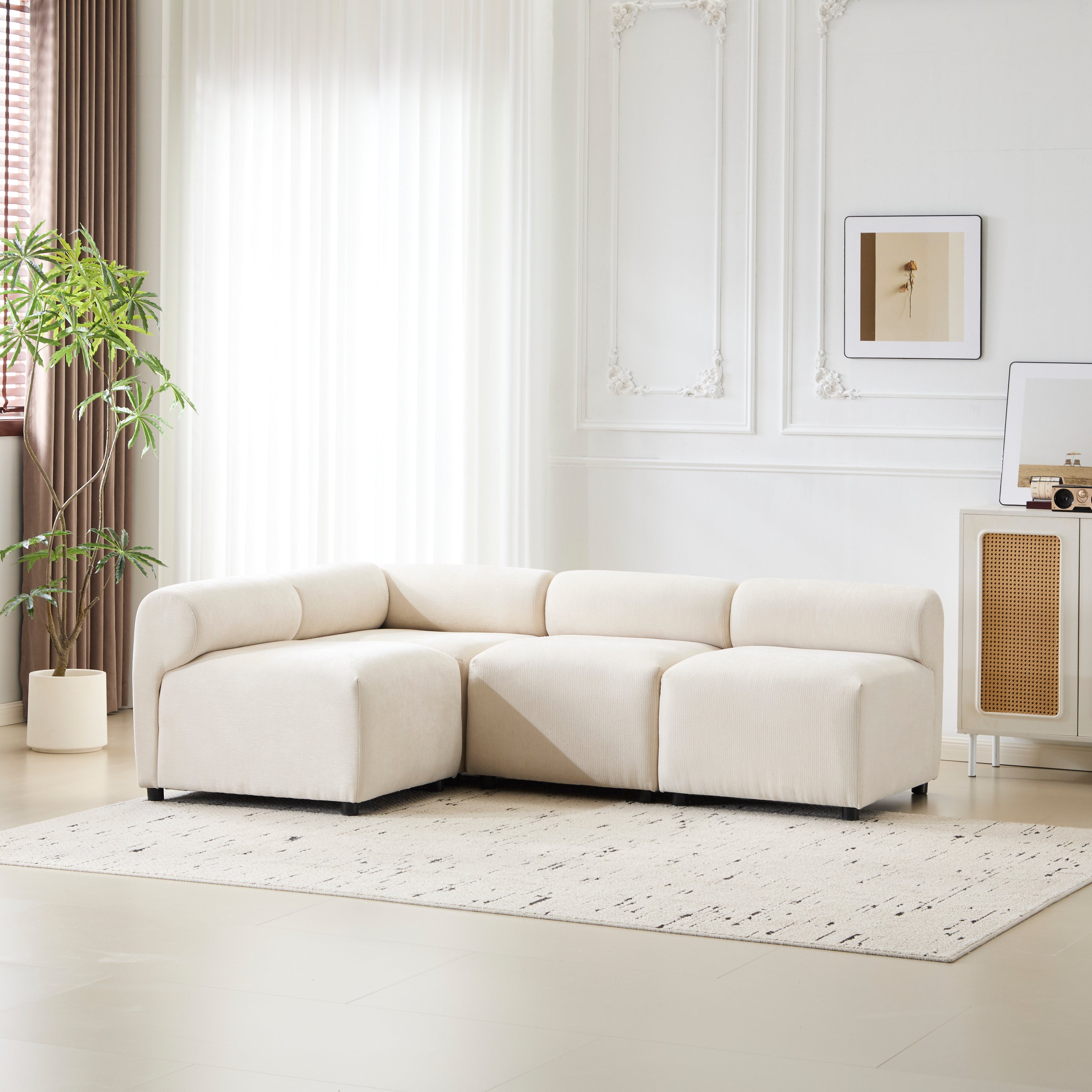 Evelyn 83 in.4-Piece L Shaped Modular Free Combination Sectional Sofa Couch for Living Rooms