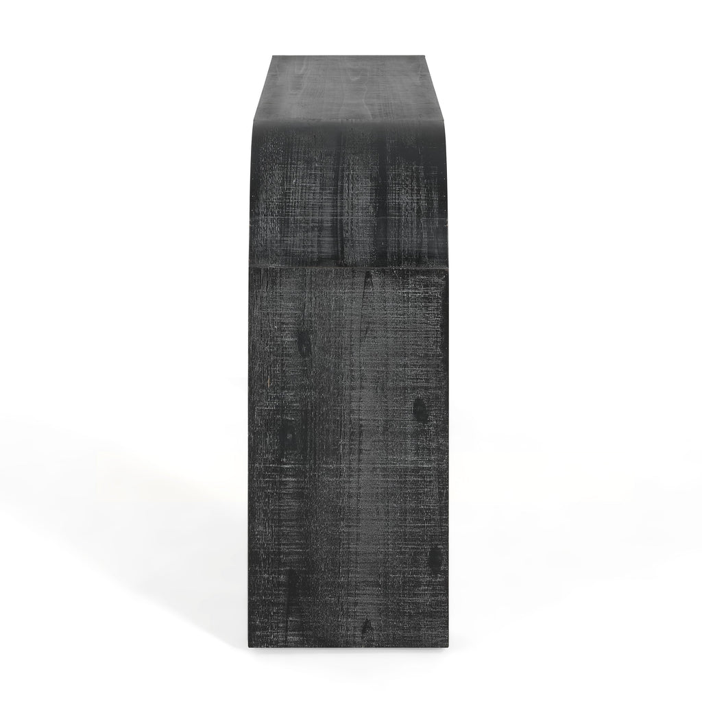 Mirod 52' Wood Console Table with Curved Edge, Natural Texture, Perfect for Entryways and Living Rooms