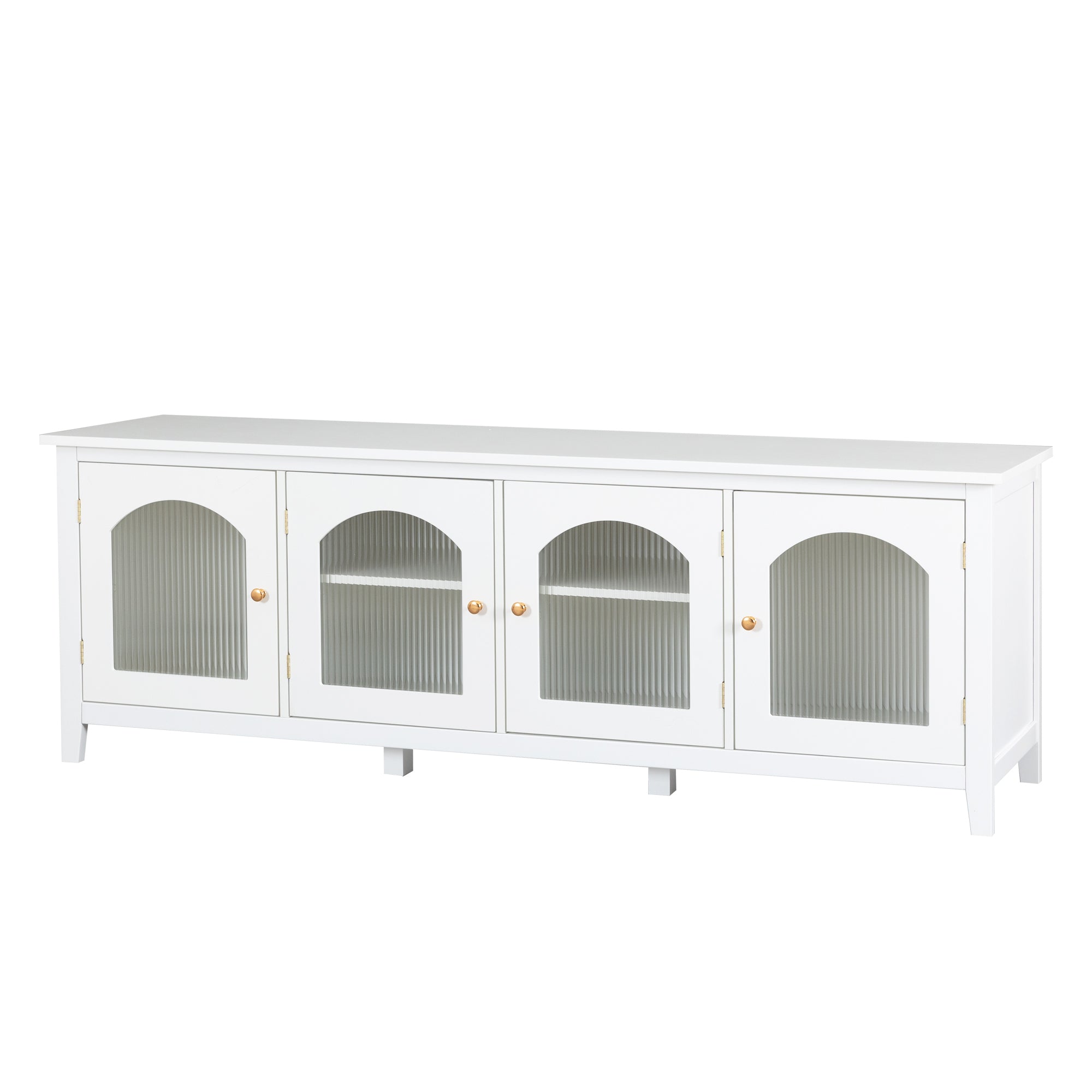 Antique White Stylish TV Cabinet Entertainment Center with Solid Wood Frame and Changhong Glass Door