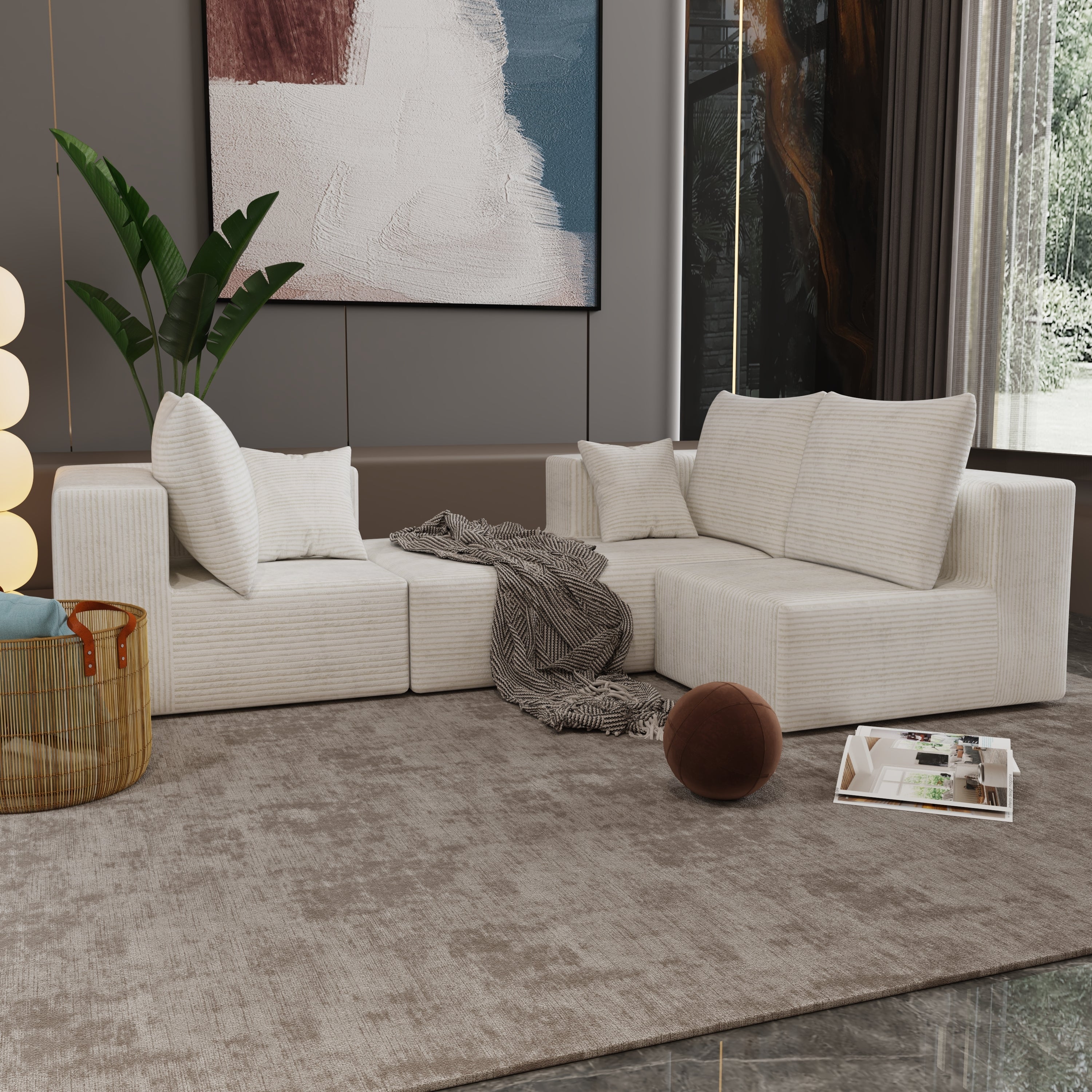 Corner combination sofa, sectional sofa ,couch sofa,sofa bed, made of high-density sponge and soft plush fabric, with multiple combinations available(beige)