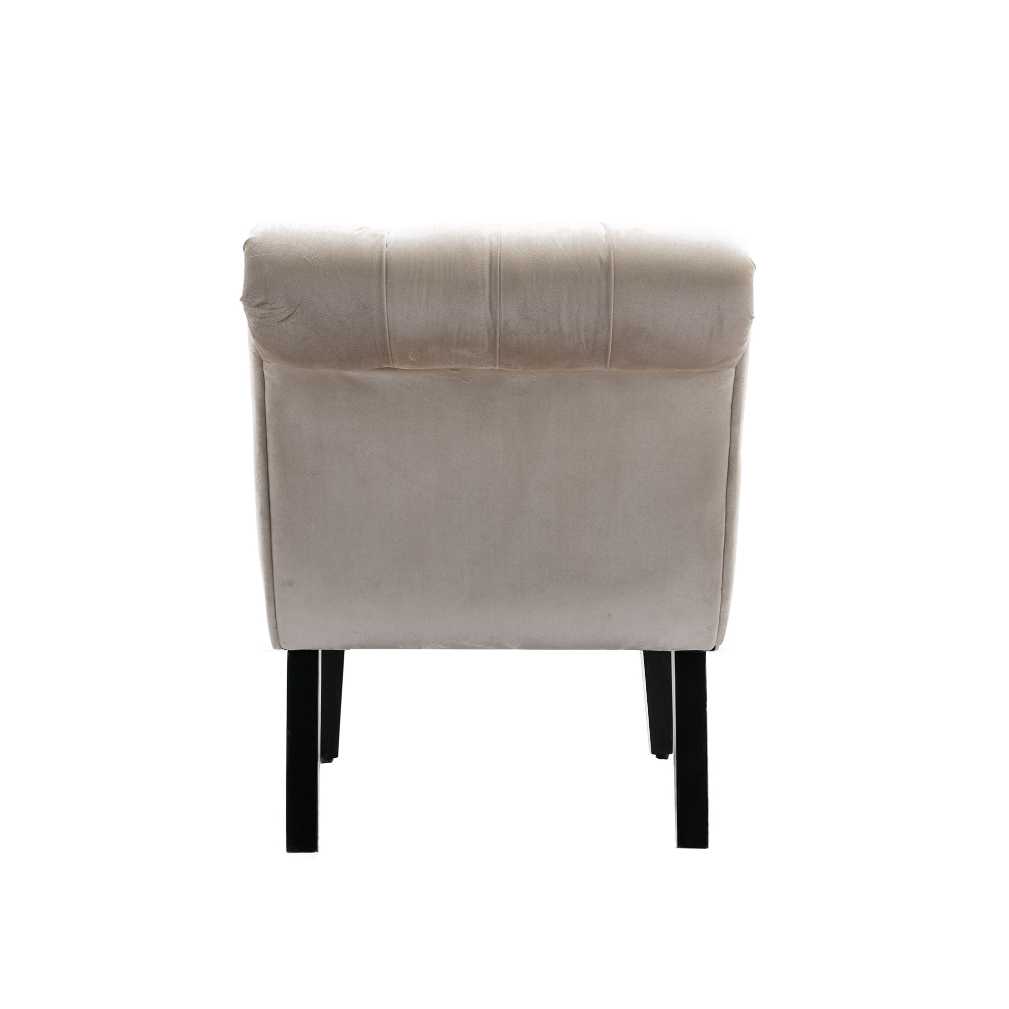 COOLMORE Modern Velvet Armless Accent Living Room Chair / Leisure Chair,Upholstered Fabric Button Comfortable Chair with Wooden Legs for Bedroom, Living Room, Office (Beige Velvet)