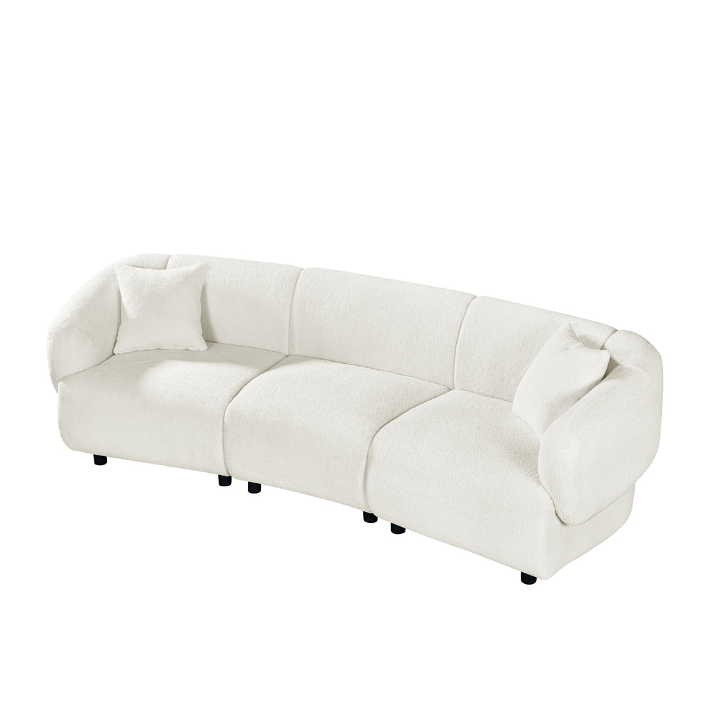 98.5 ' Curved Designed Contemporary 3-Seater Sofa in Beige: Plush Seating, Streamlined Design, and Durable Frame – Ideal for Stylish Living Spaces
