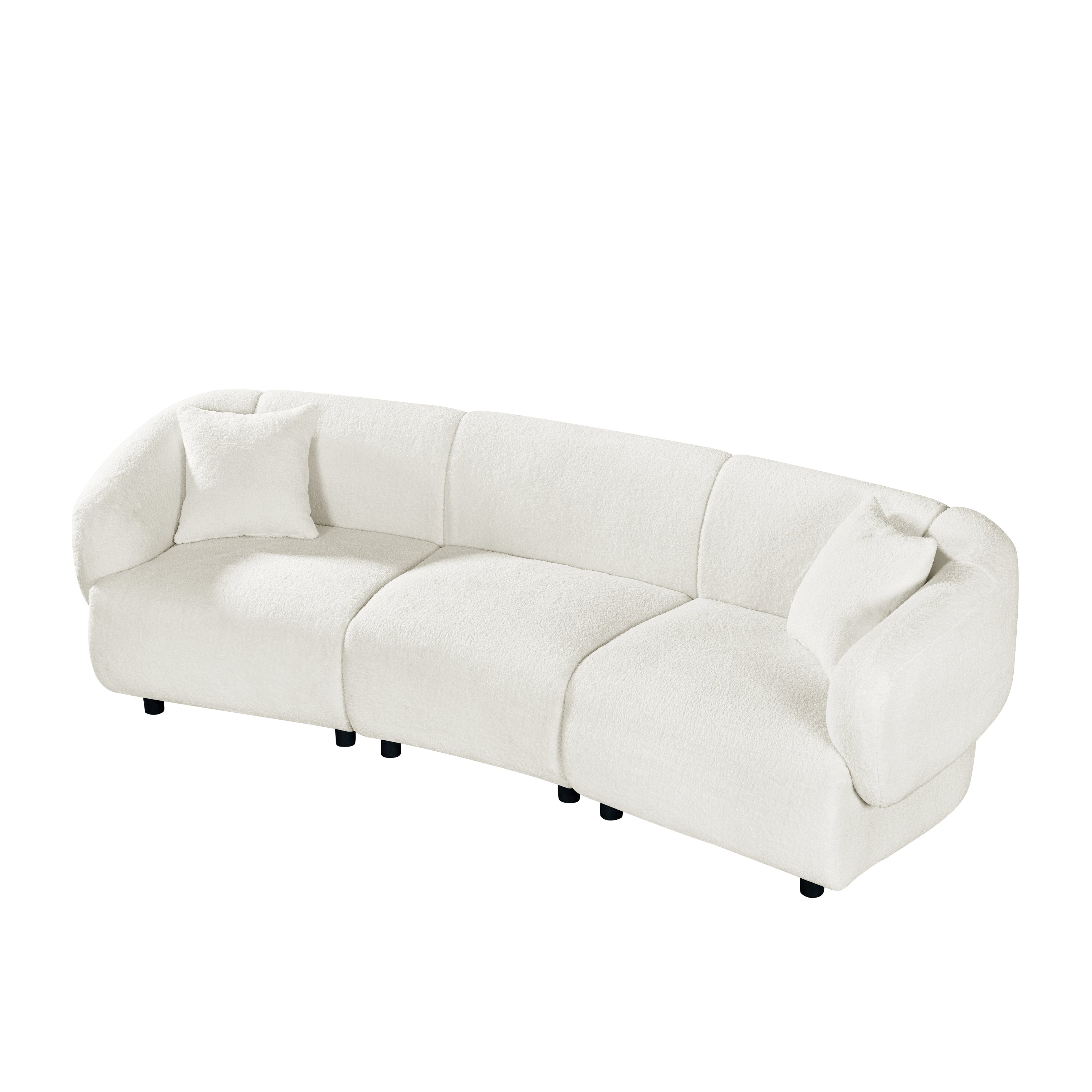98.5 ' Curved Designed Contemporary 3-Seater Sofa in Beige: Plush Seating, Streamlined Design, and Durable Frame – Ideal for Stylish Living Spaces