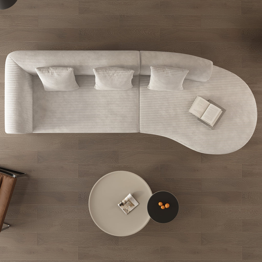 123*37 inch extra large deep modular sofa, cloud sofa 4-person sofa, can sit or lie down, living room corduroy modular sofa, no assembly required, white