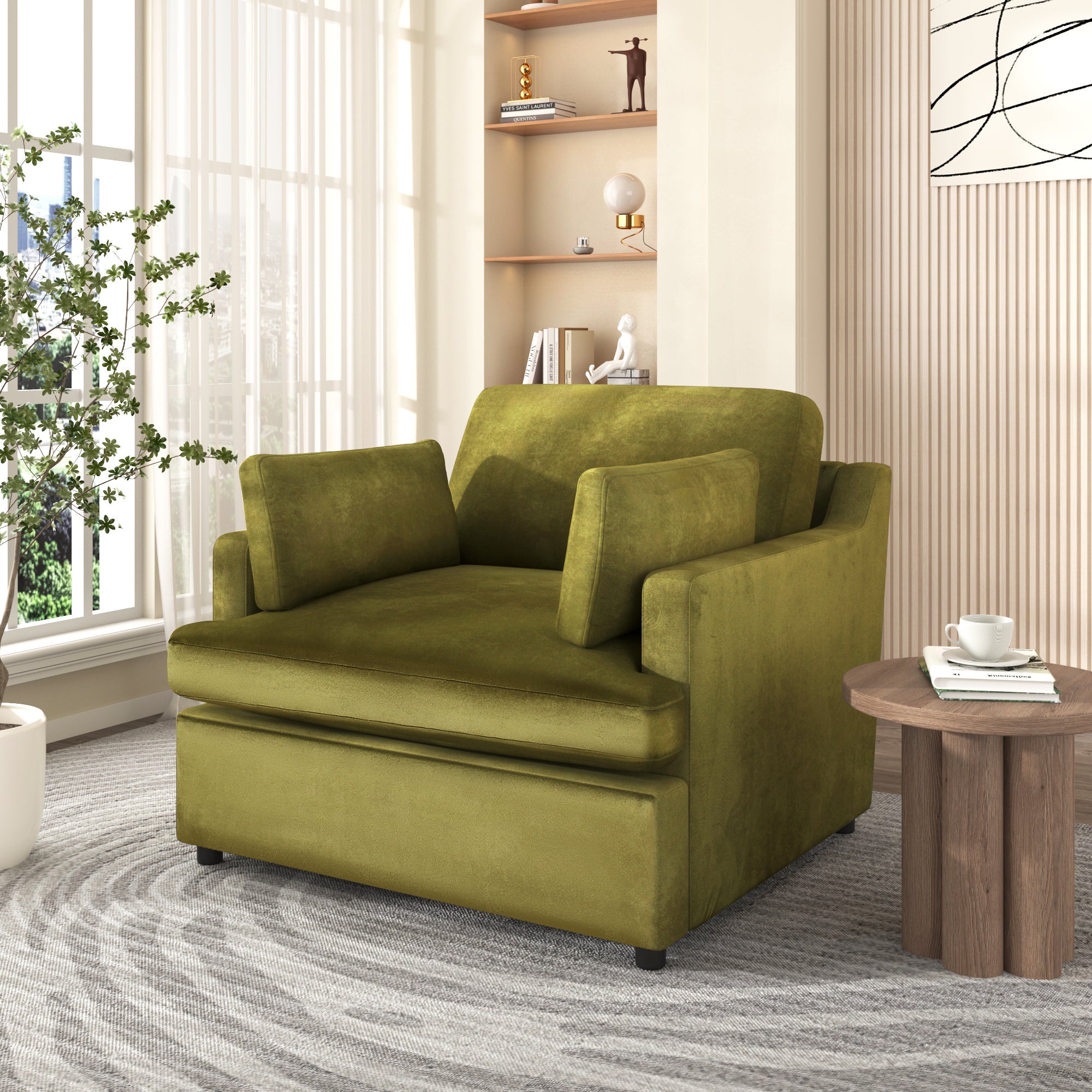 Mirod Oversized Accent Chair - Comfortable Armrest Cushions, Versatile Neutral Style, Elegant Design, Durable Frame