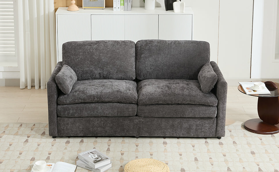 68.1' Cozy Upholstered Loveseat Sofa Oversized Comfy Comfy Cloud Sofa Double Cushion Loveseat Sofa Plush Cushion Sofa Couch for Living Room, Grey