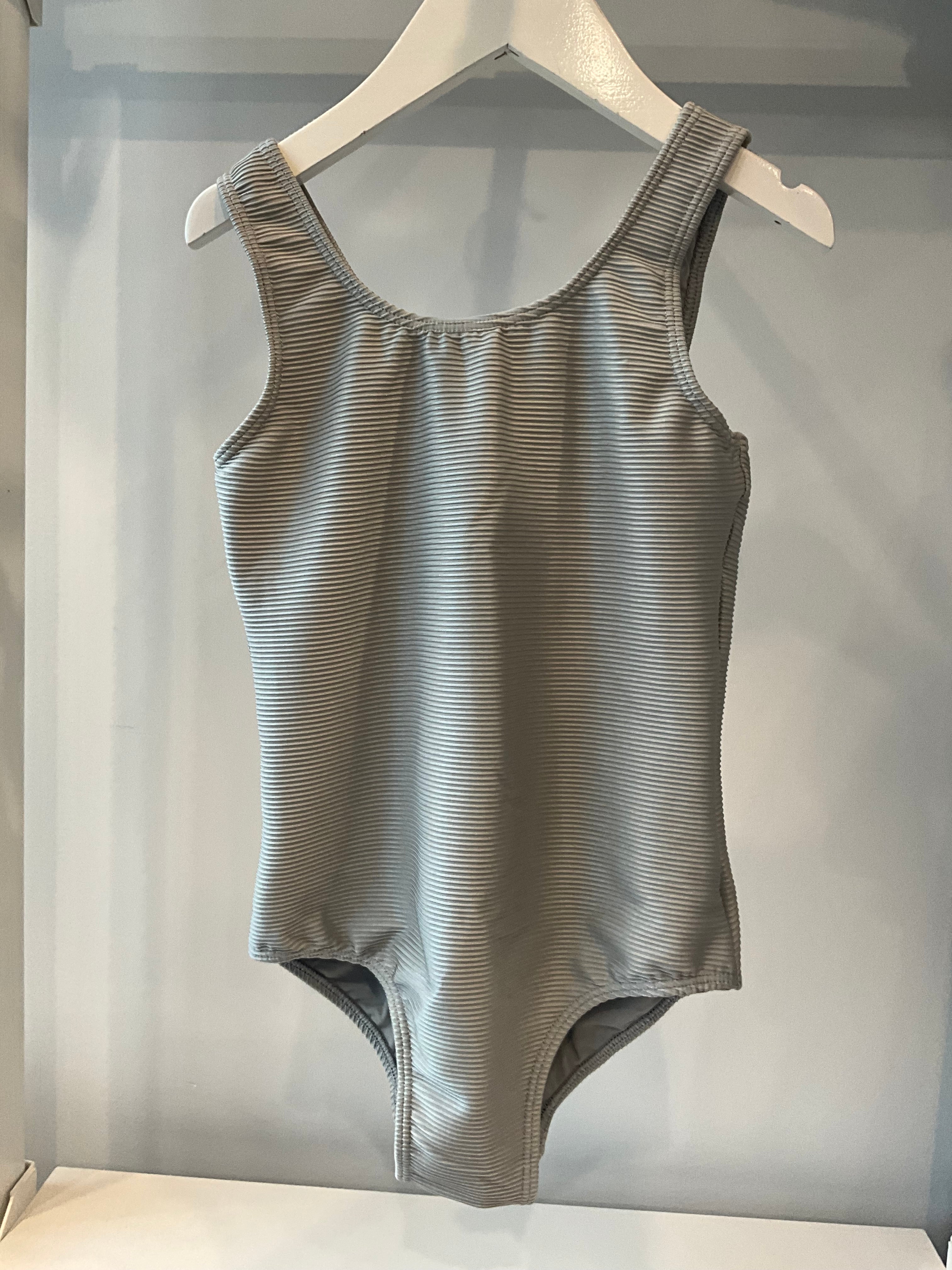 Planet Sea - Grey Ribbed 1 Pc Swim-Suit