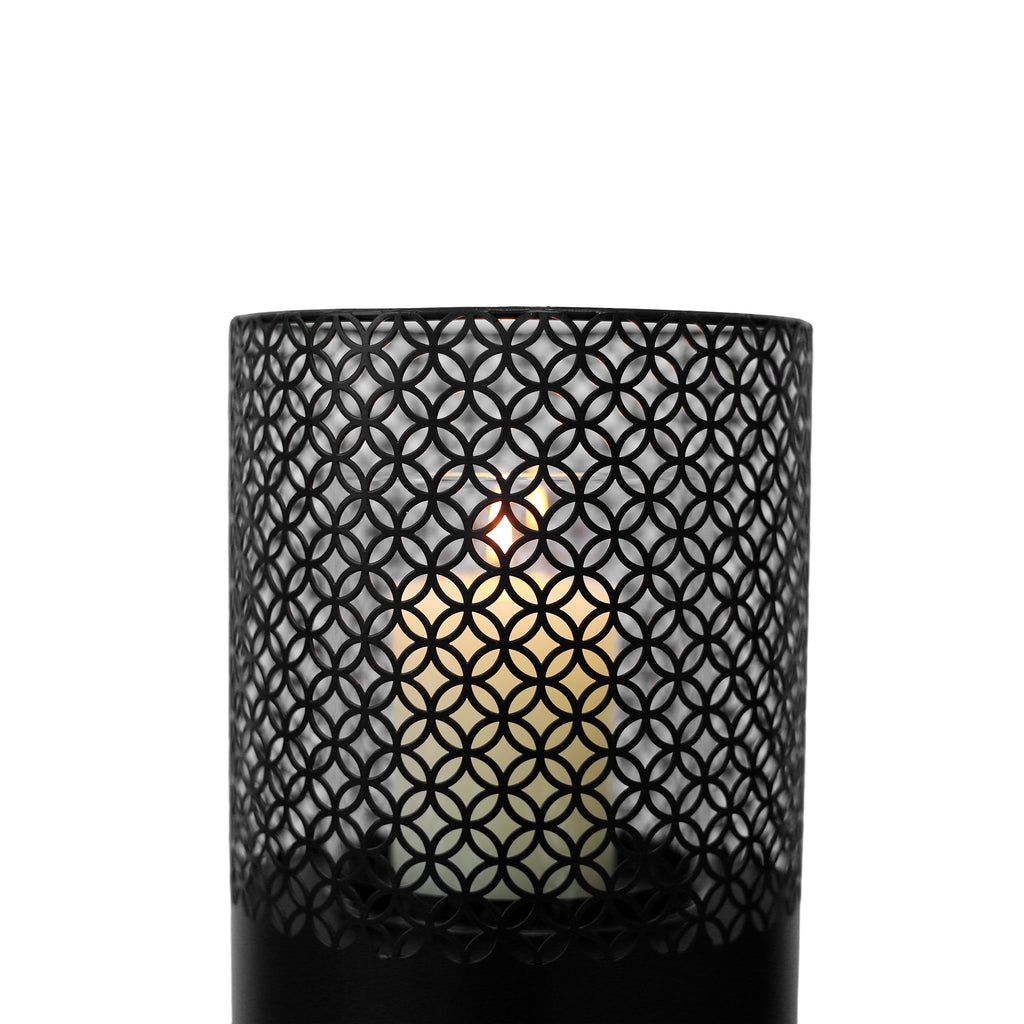Lantern Column, Set of 2, Decorative Column for Garden in  Industrial Design, Lantern for Outdoor and Indoor, Lantern Including Candles, Oriental, 37 1/2+ 29 1/2 in