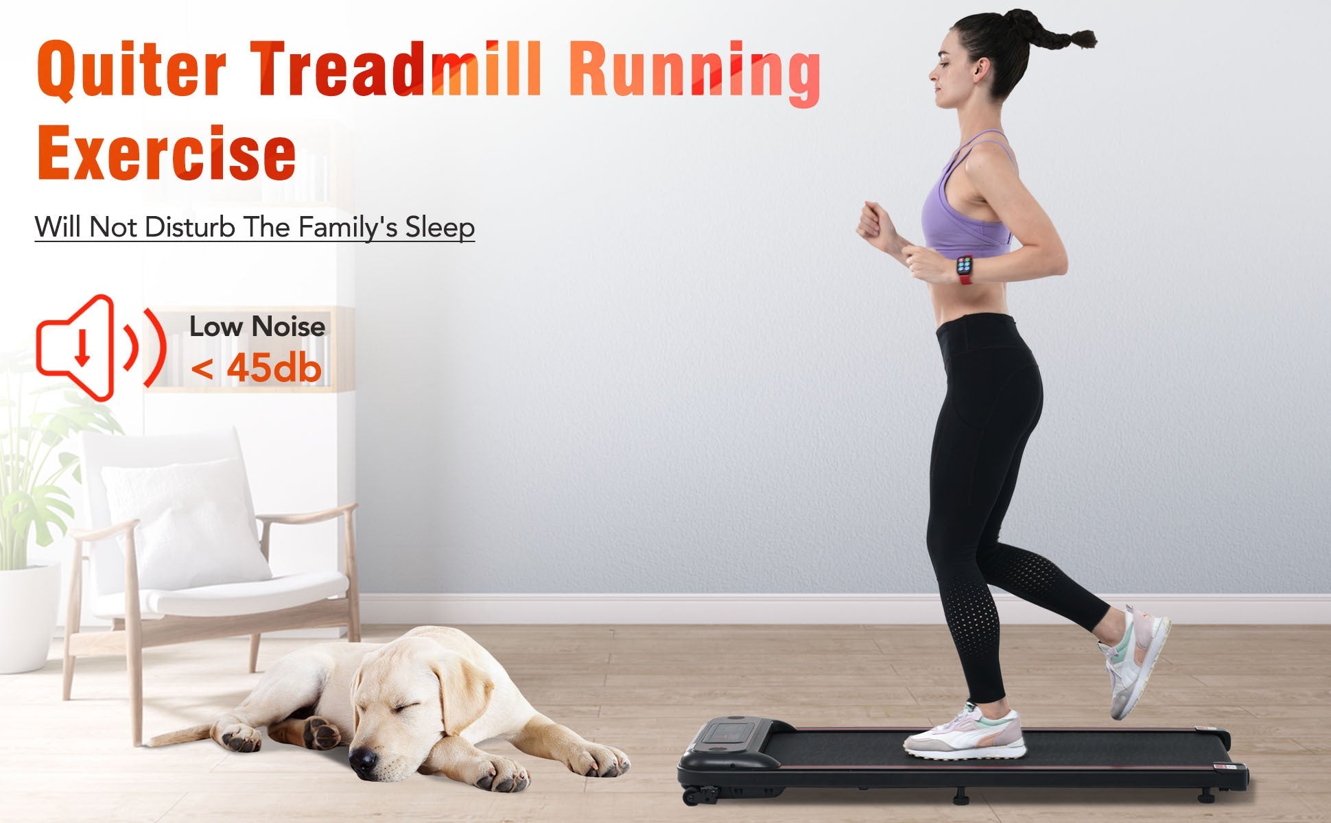 NEW Walking Pad Under Desk Treadmill for Home Office -2.5HP Walking Treadmill With Incline 0.5-4MPH 265LBS Capacity Treadmill for Walking Running - Wristband Remote