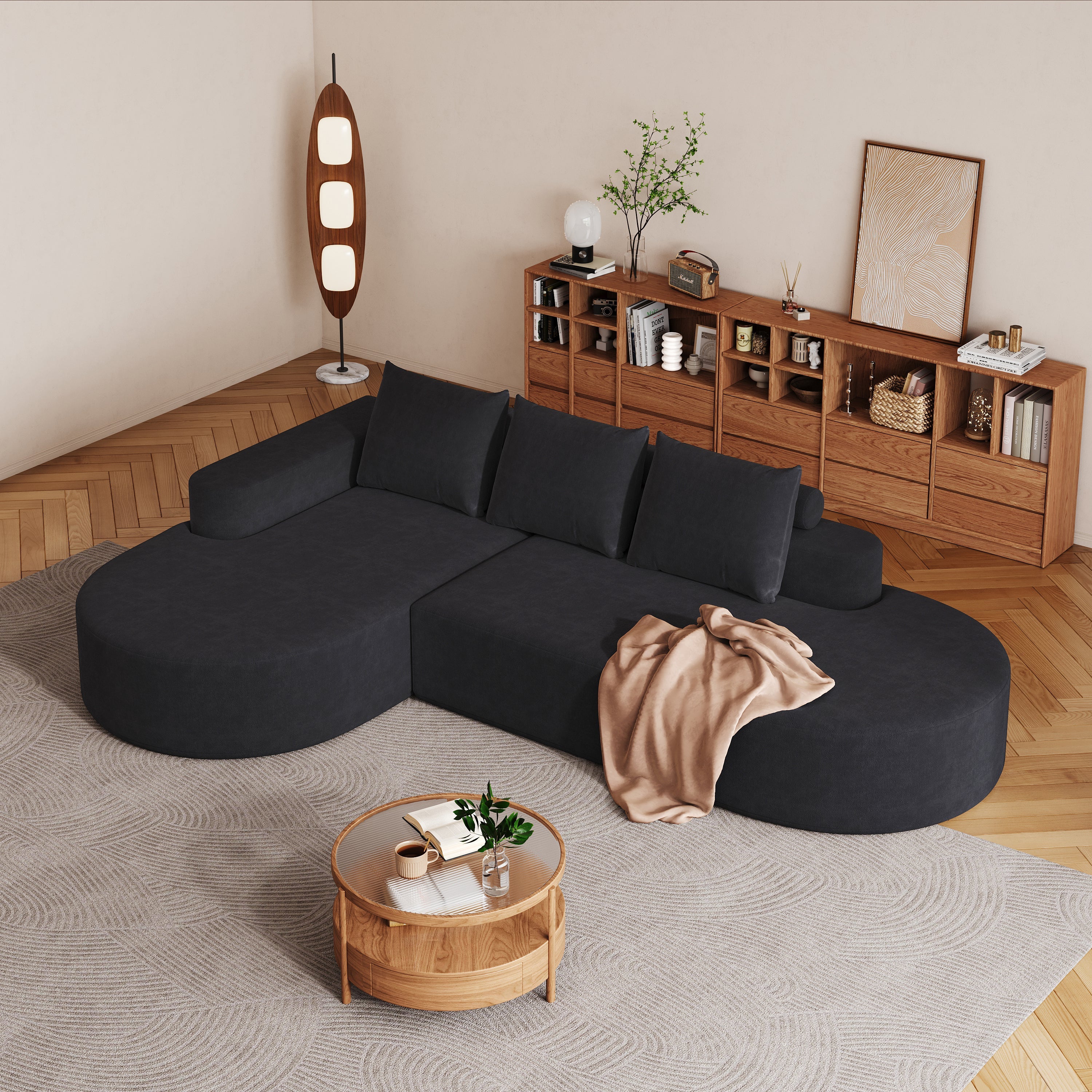 Modern Curved sofa ,Chenille Upholstered Sectional Sofa Couch Set,Modular 108.5' L Shaped Sectional Living Room Sofa Set With 3 Pillows,Free Combination Sofa Couch for Living Room,Bedroom
