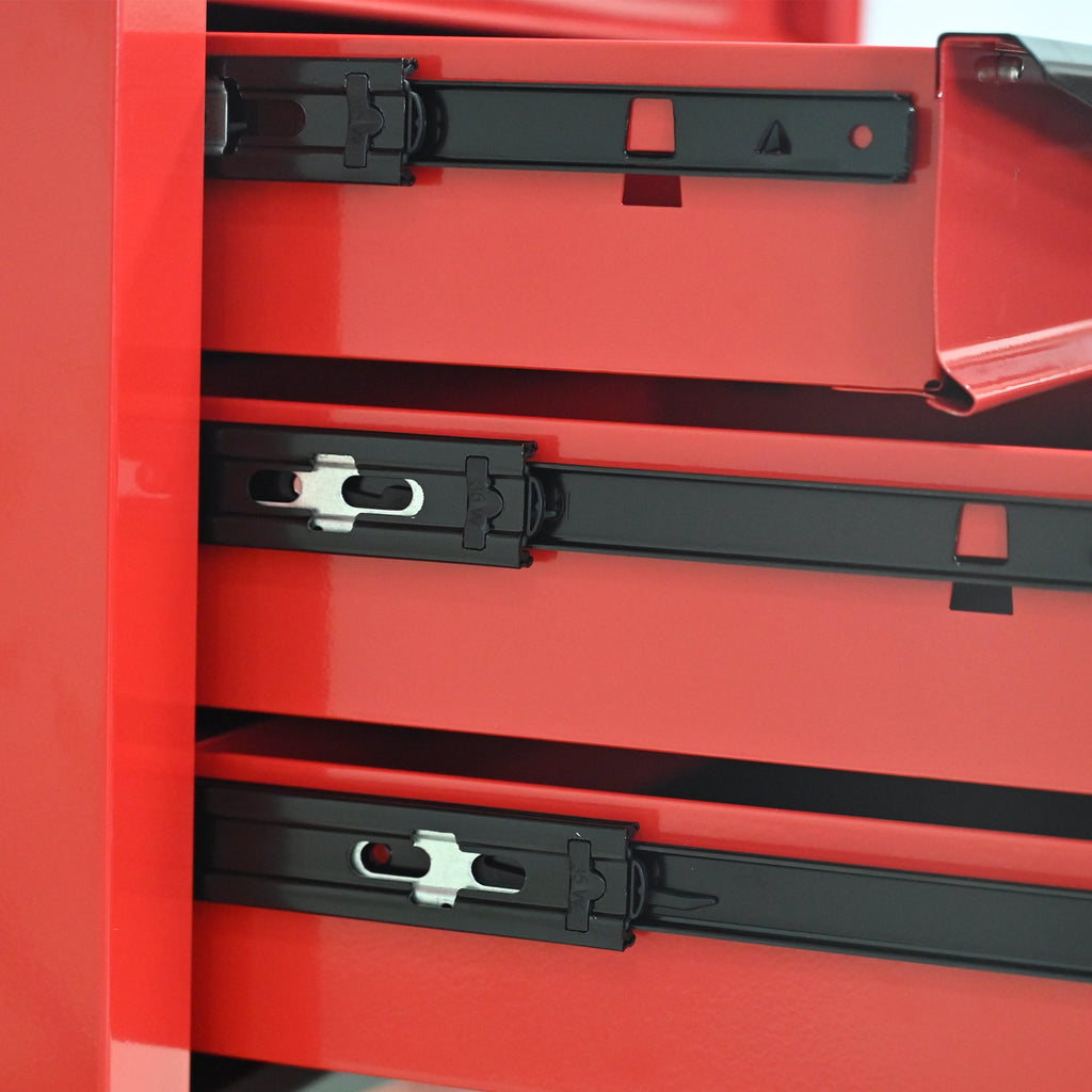 6 Drawers Multifunctional Tool Cart with Wheels,Metal Rolling Tool Cart Storage for Garage Workshop Warehouse Repair Shop--With Stainless Steel Roof- Red&Black