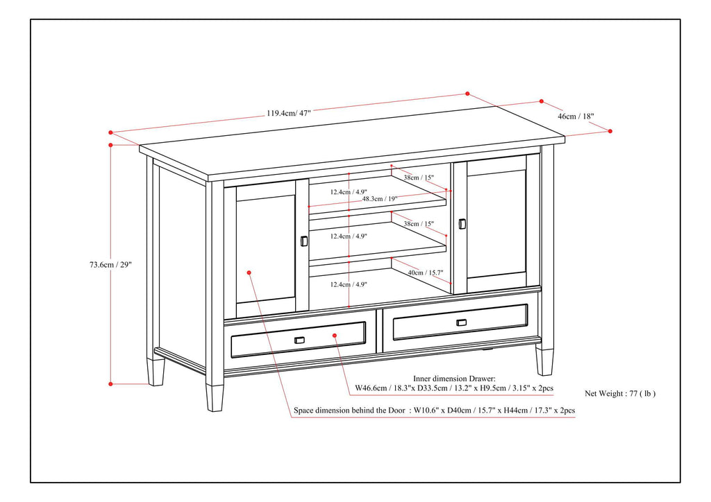 Warm Shaker - TV Media Stand - Distressed Grey