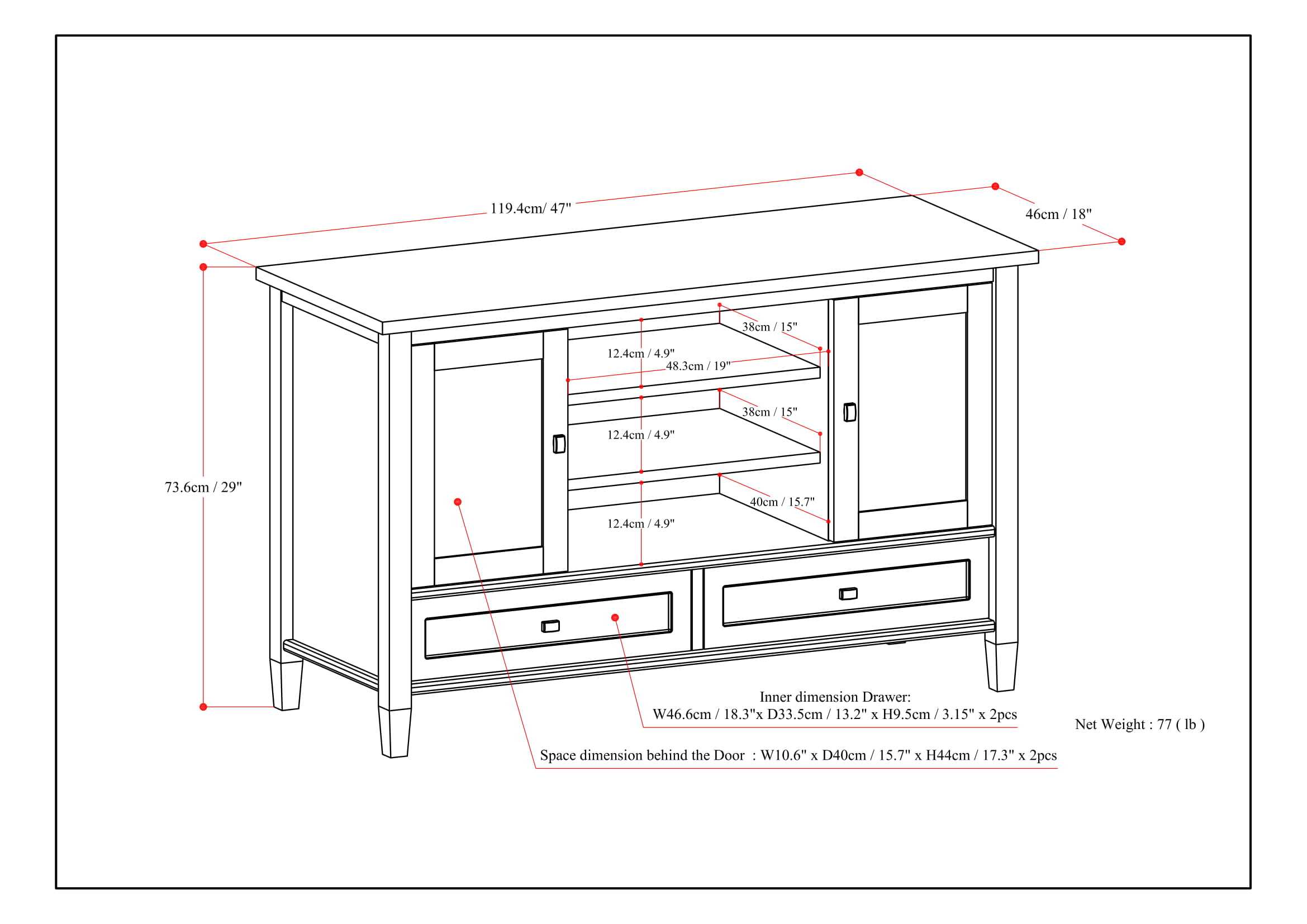 Warm Shaker - TV Media Stand - Distressed Grey