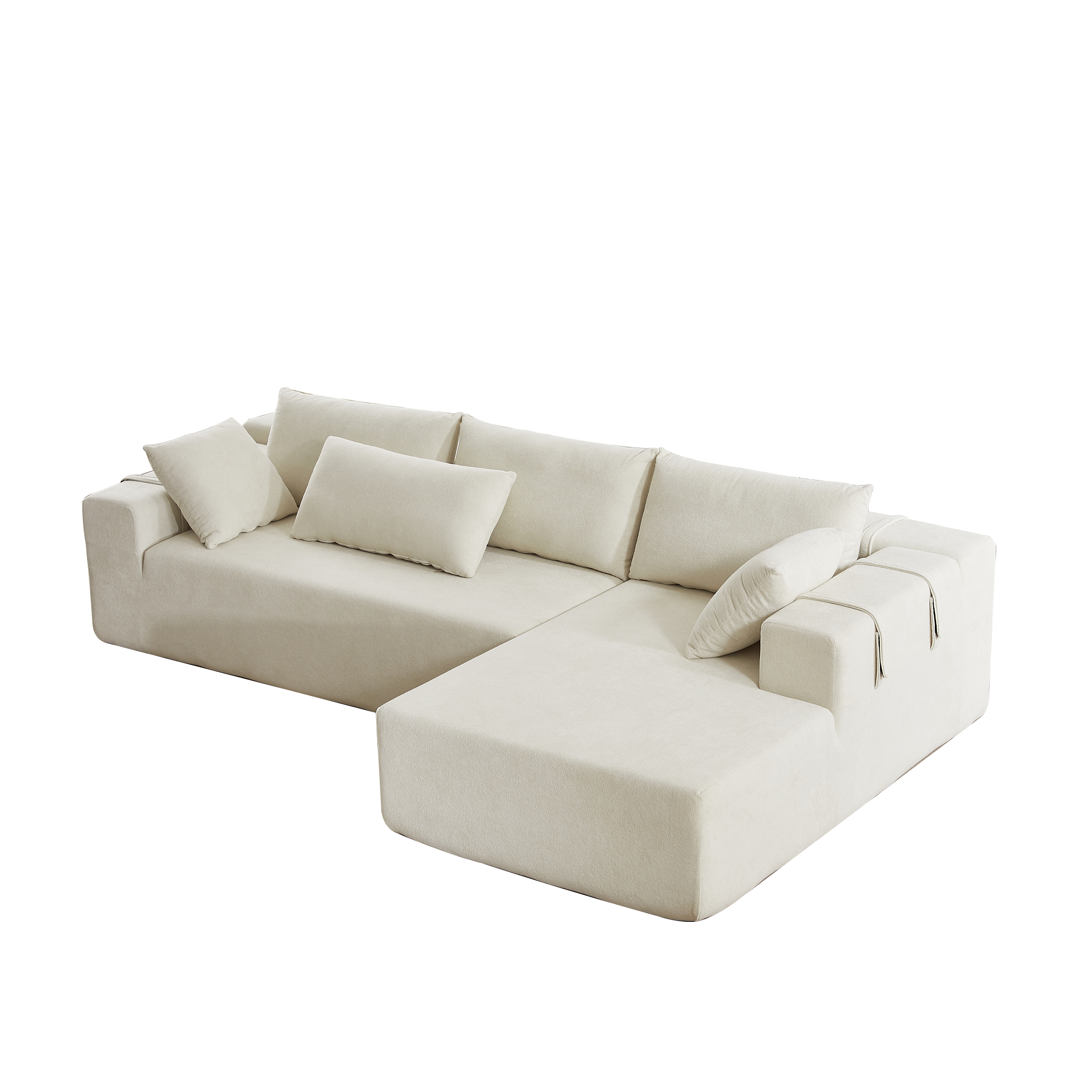 Modern Chenille Upholstered Sectional Sofa Couch Set,Modular 108' L Shaped Sectional Living Room Sofa Set With 6 Pillows,Free Combination Sofa Couch for Living Room,Bedroom(Right Chaise)