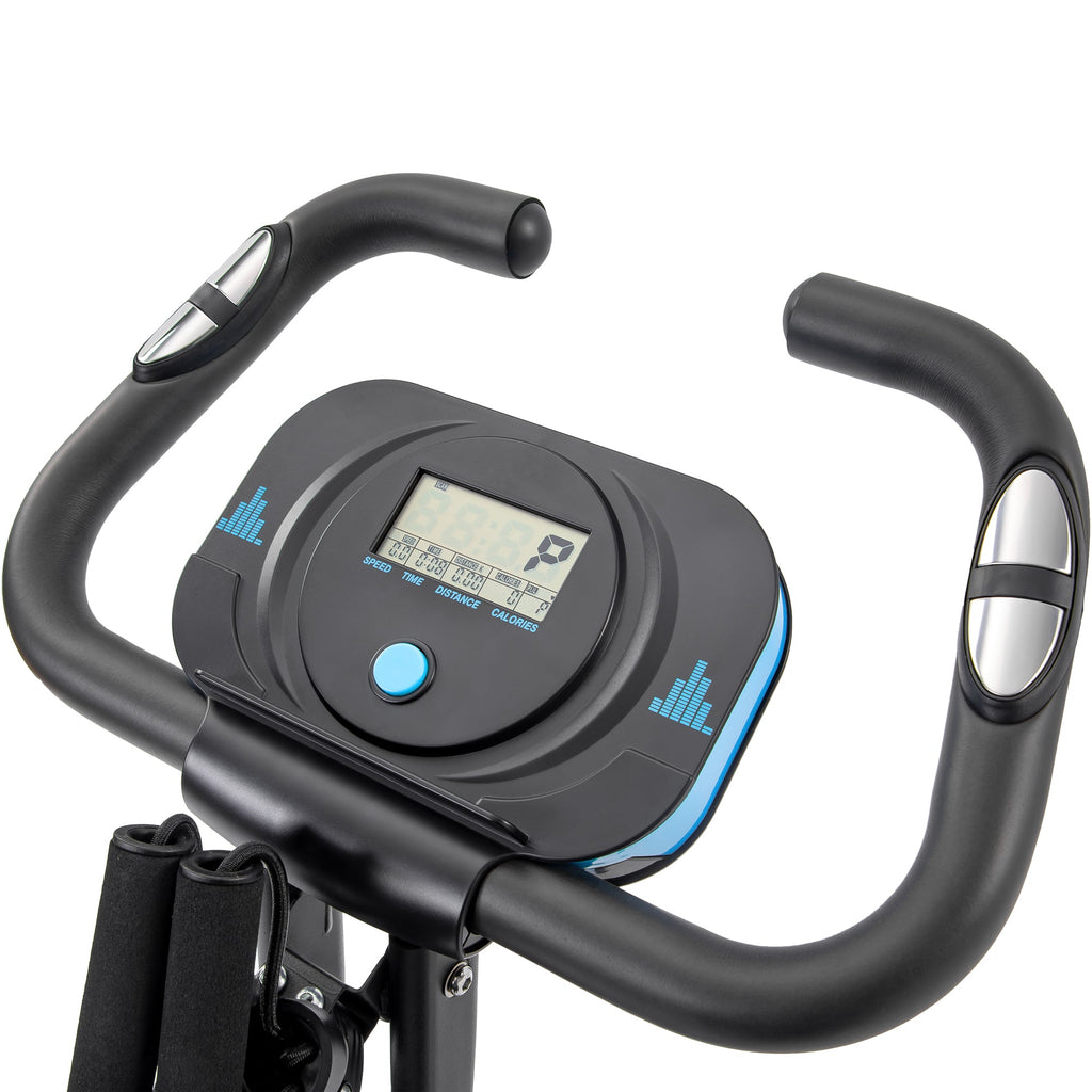Exercise Bike,Workout Bikes for Home,Folding Stationary Bikes for Home with 16-Level Magnetic Resistance, 300LBS Capacity X-Bike Indoor Exercise Equipment with Heart Rate Sensor & LCD Monitor