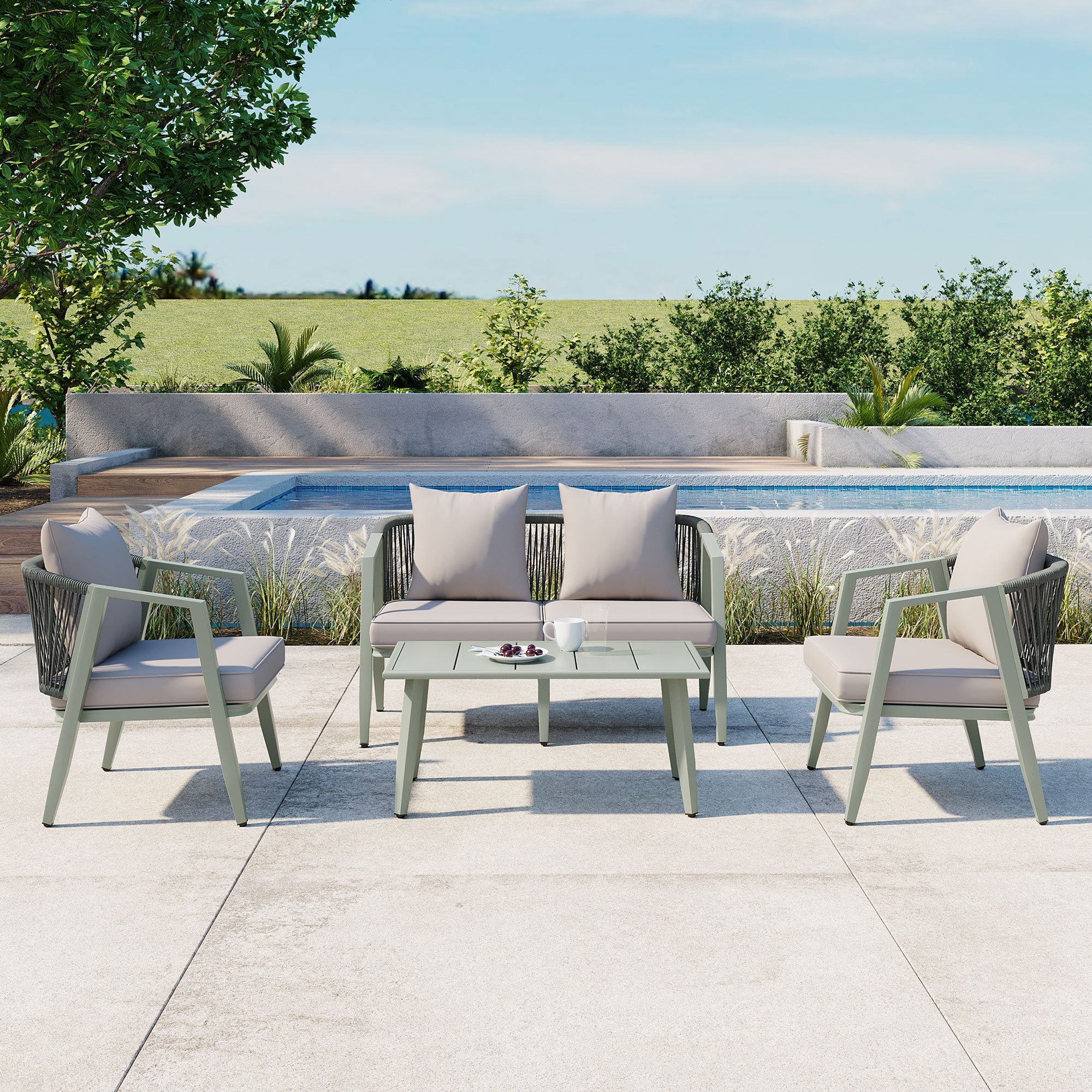 U_STYLE Durable and Comfortable Outdoor Seating Set,Suitable for Patios, Lawns, and Poolsides