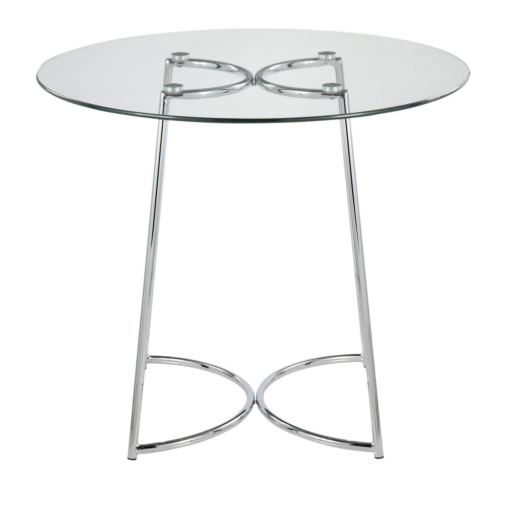 Cece Contemporary Dinette Table in Chrome with Clear Glass Top by LumiSource