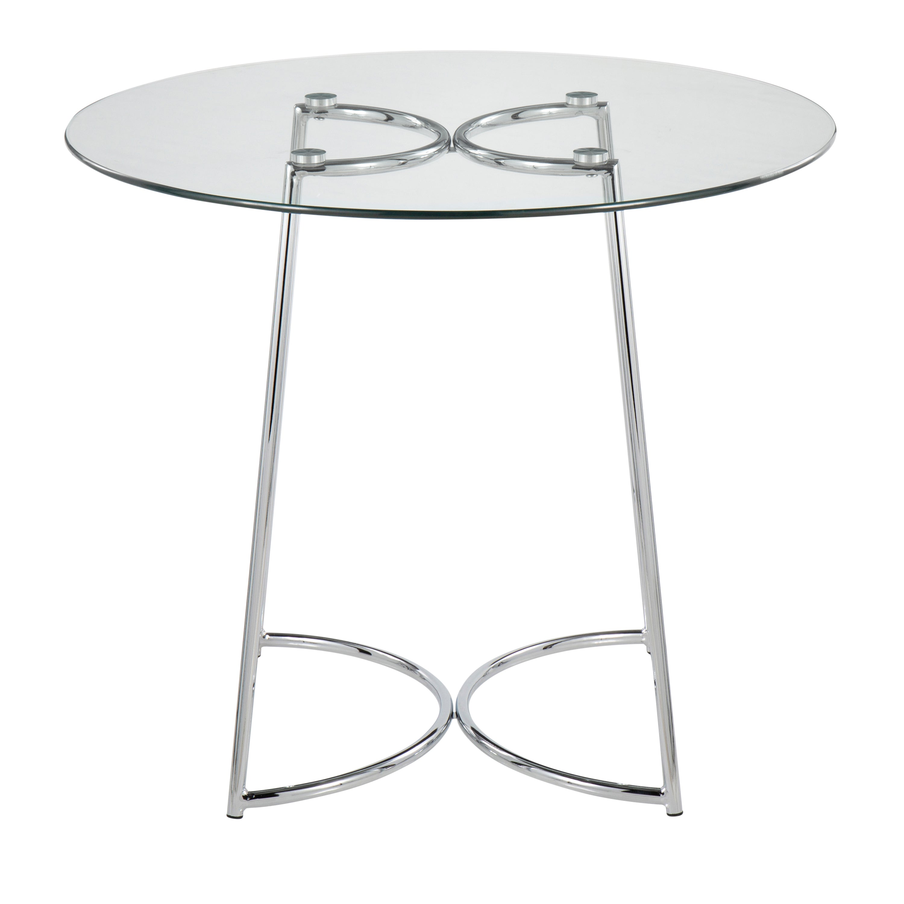 Cece Contemporary Dinette Table in Chrome with Clear Glass Top by LumiSource