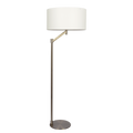 Serene Brushed Nickel Floor Lamp with Rotary Switch Metal Base White Linen Shade