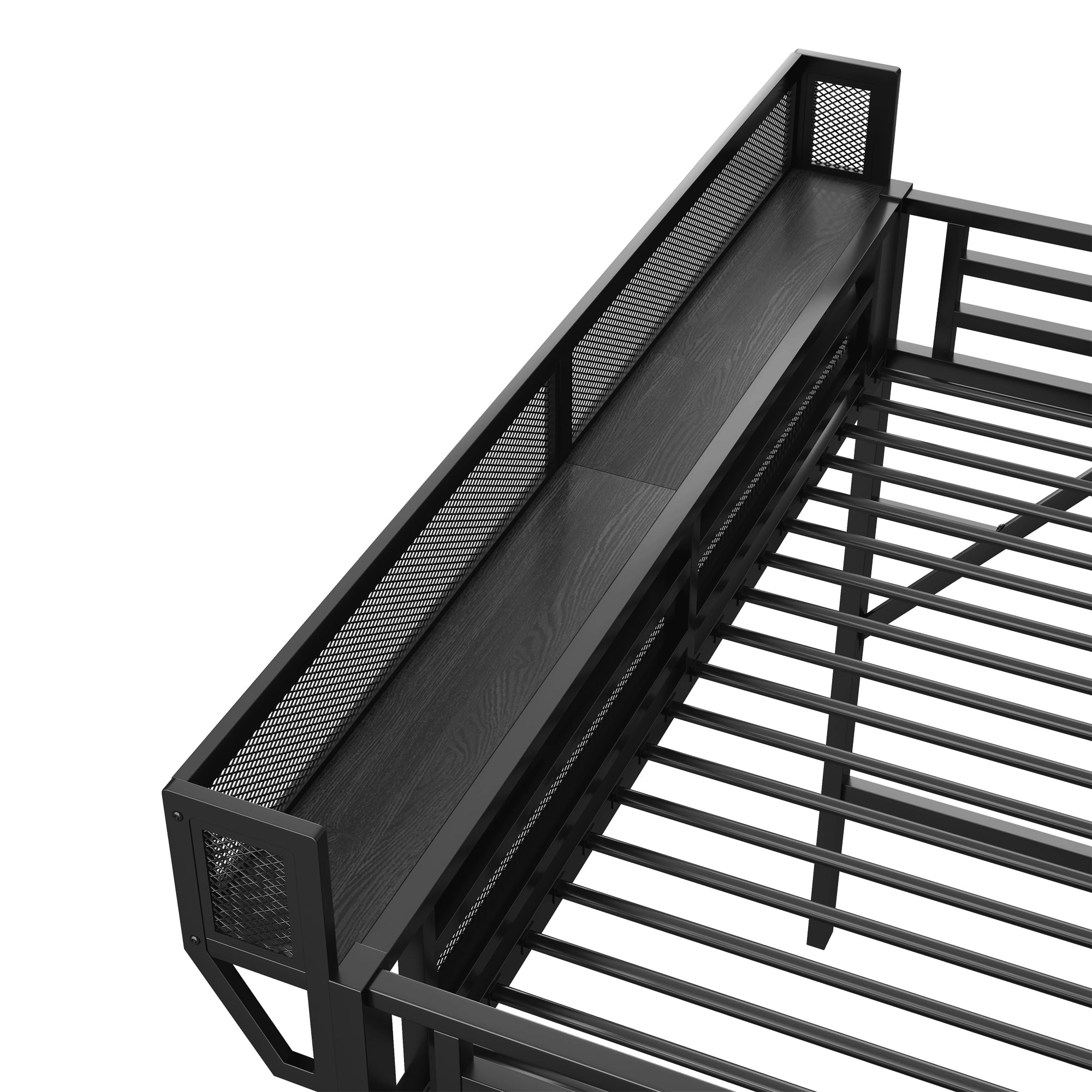 Twin XL Size Loft Bed with Stairs, Metal Full Loft Bed with Storage Shelves, High Loft Bed with Wardrobe for Kids Teens, Black(Expect Arrival Date 2025/10/14)